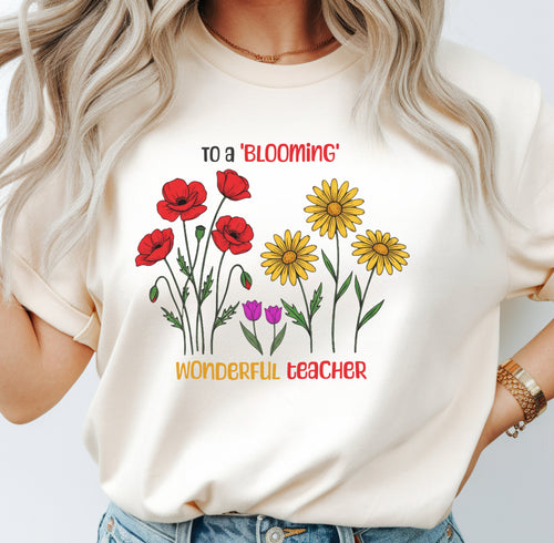 Blooming Wonderful Teacher Floral Shirt | Inspirational Teacher Gift | Premium Comfort Colors 1717 Vintage Tee