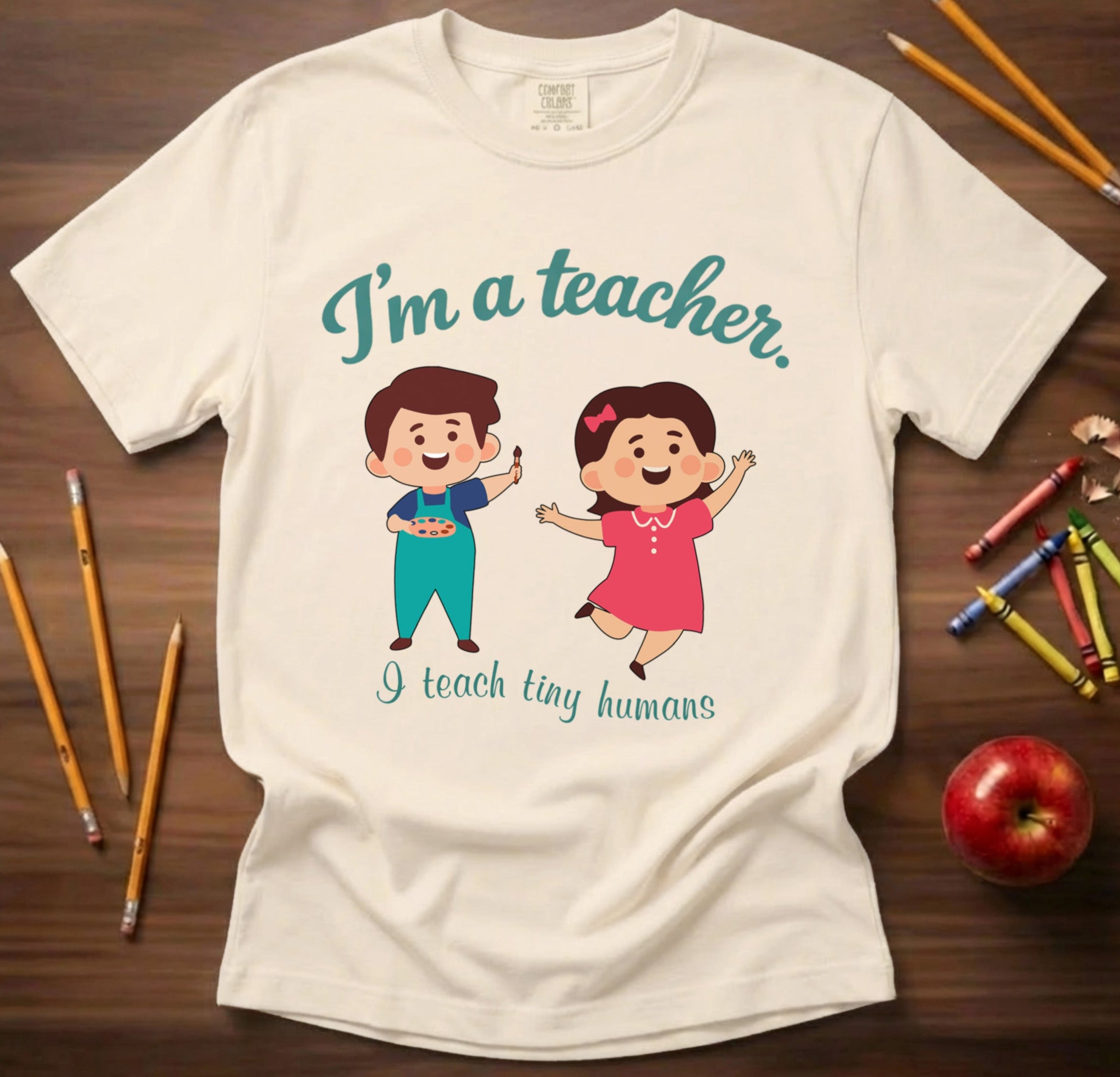 I Teach Tiny Humans Shirt | Cute Preschool & Kindergarten Teacher Tee | Early Childhood Teacher Gift | Premium Comfort Colors 1717 Vintage Tee