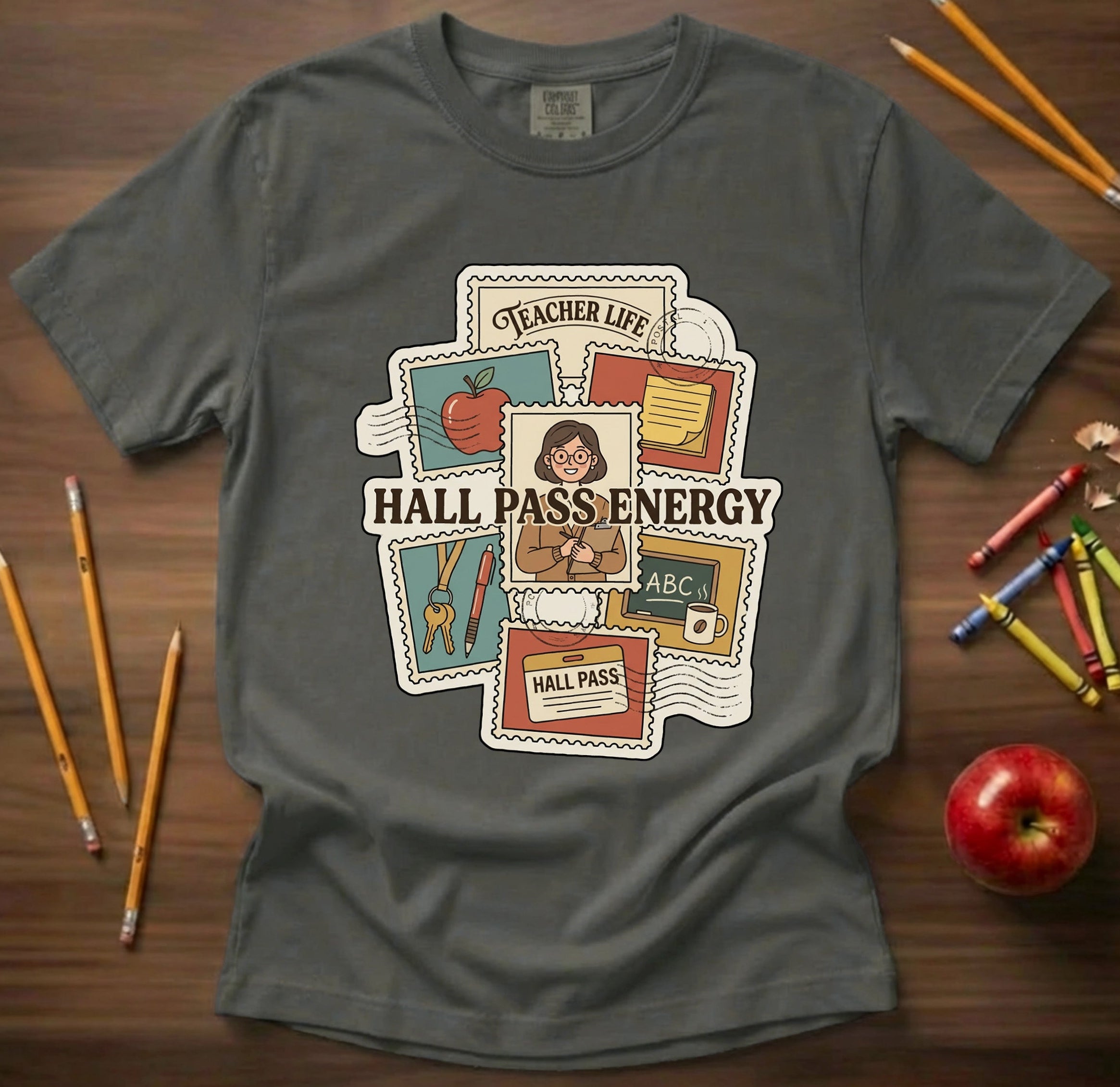 Hall Pass Energy Teacher Life | Funny Teacher Shirt | Premium Comfort Colors 1717 Vintage Tee