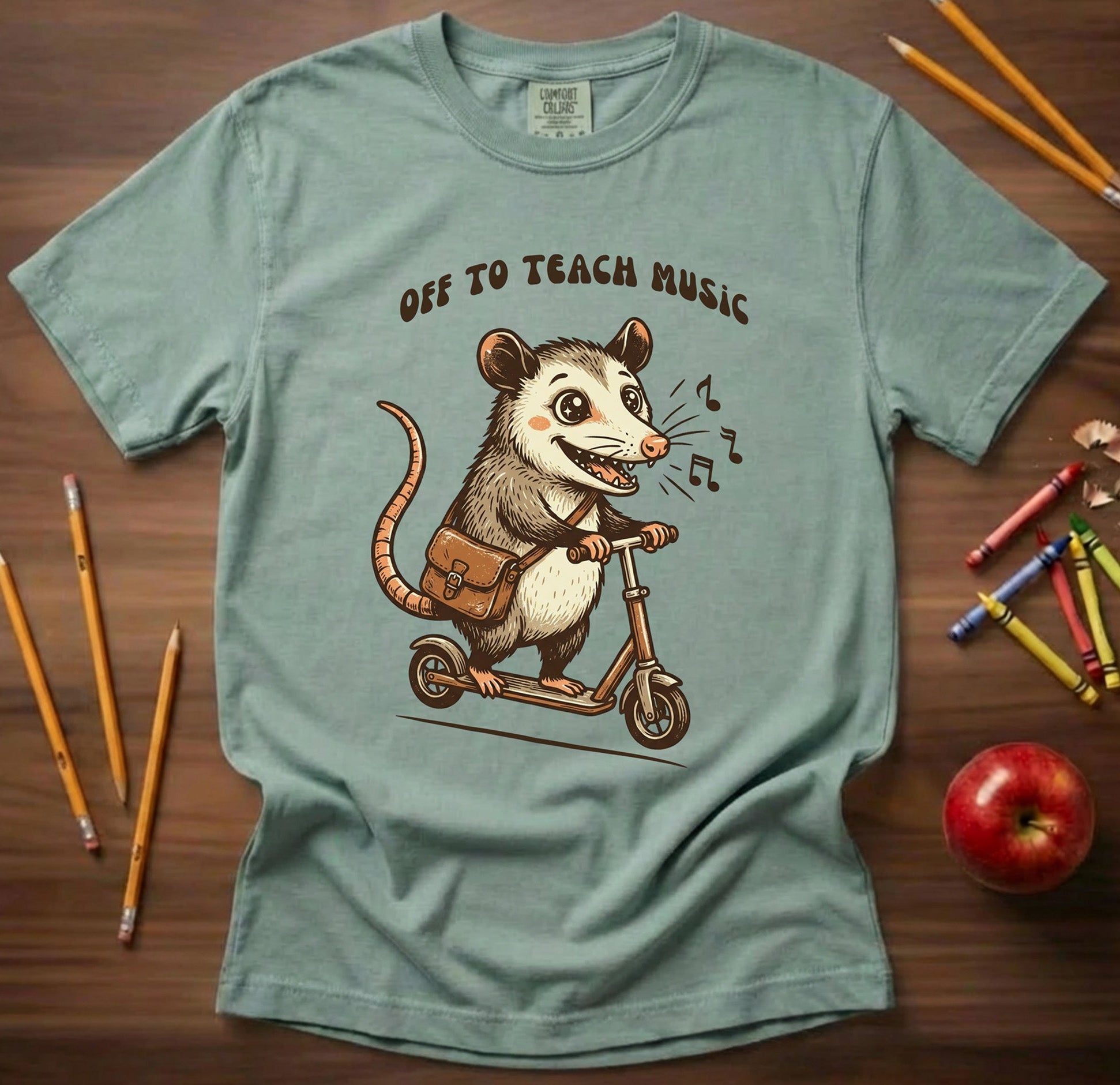 Off to Teach Music Opossum | Music Teacher Shirt | Premium Comfort Colors 1717 Vintage Tee