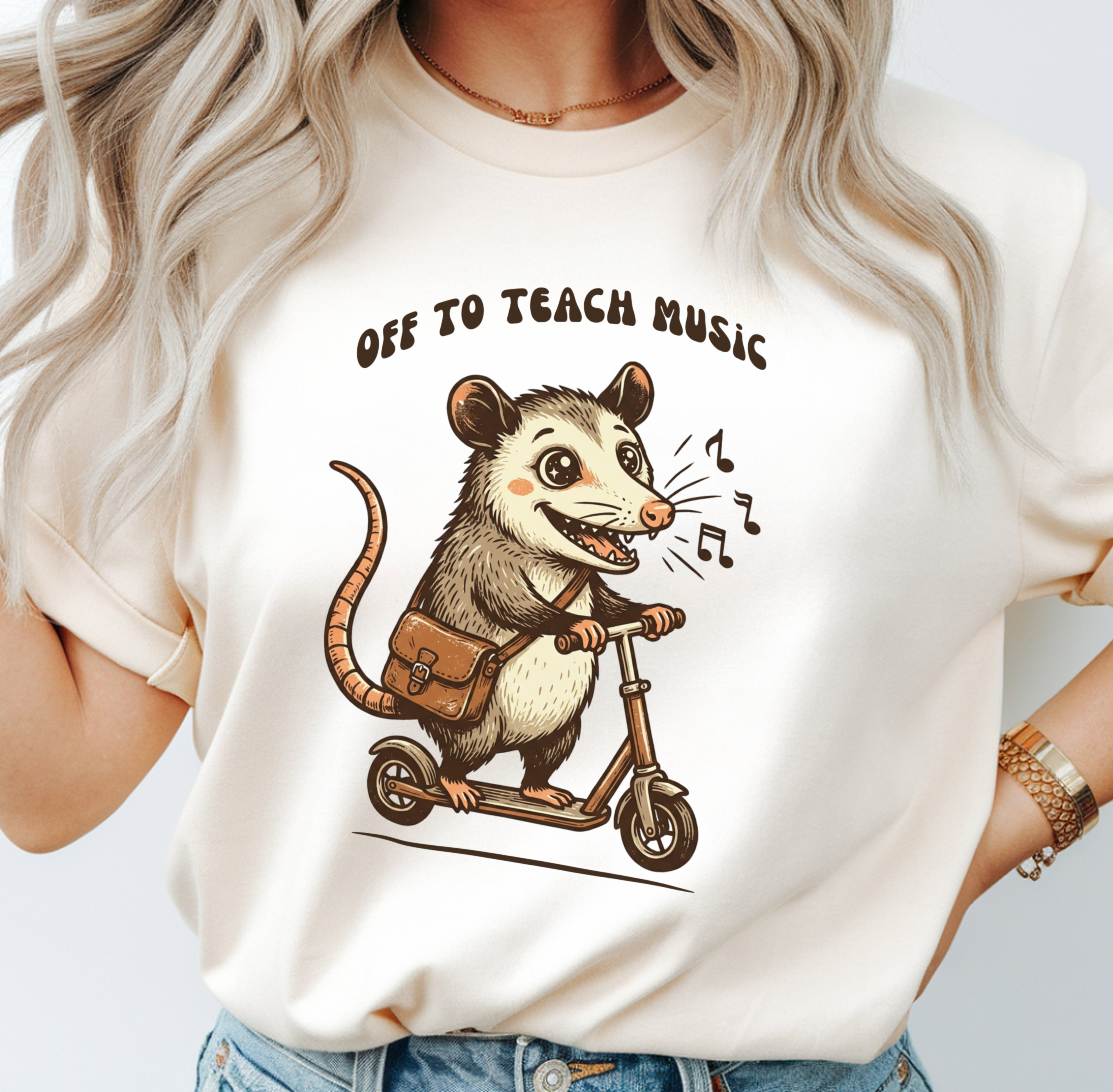 Off to Teach Music Opossum | Music Teacher Shirt | Premium Comfort Colors 1717 Vintage Tee
