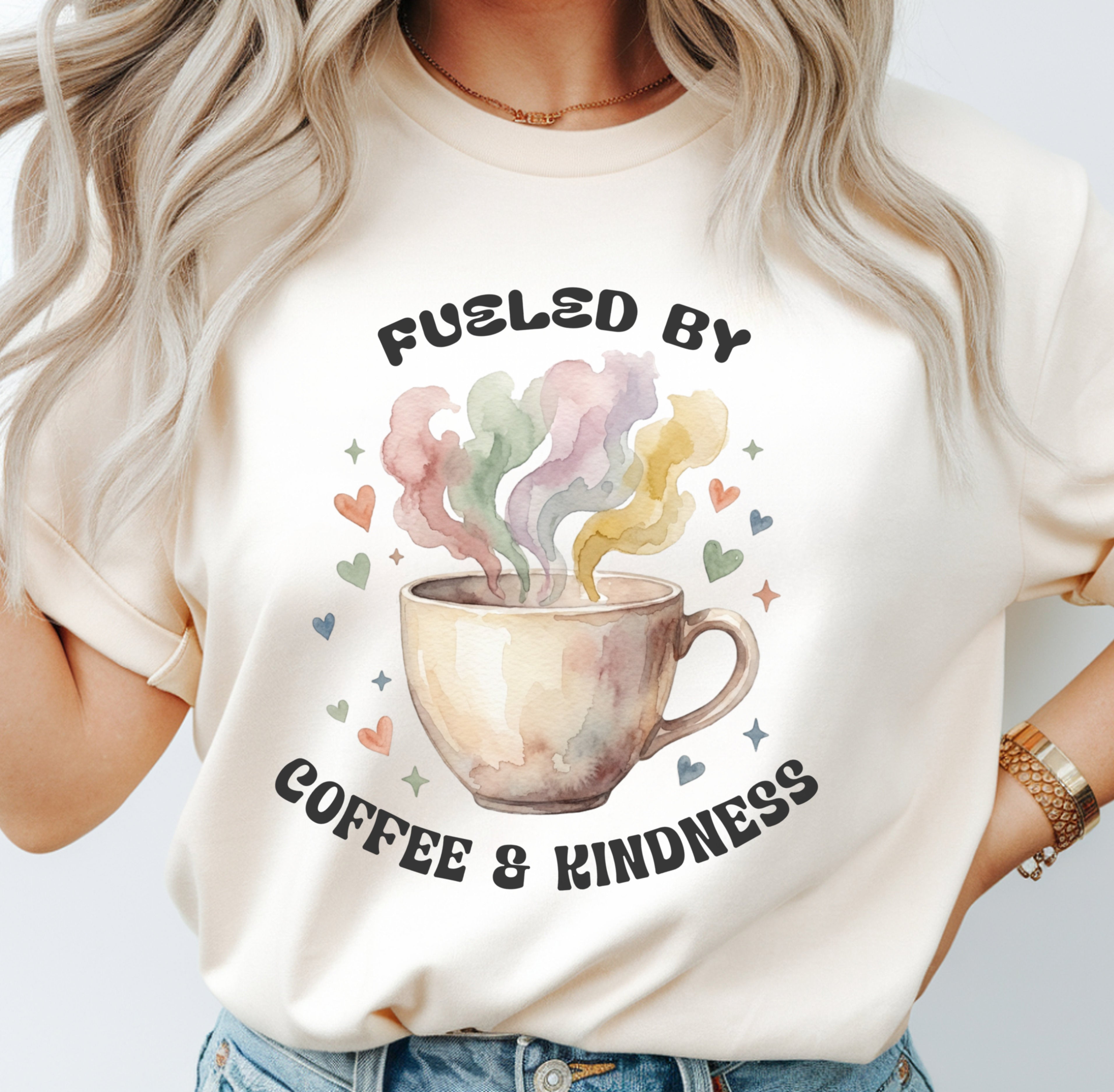 Fueled by Coffee and Kindness | Coffee Lover Teacher Shirt | Premium Comfort Colors 1717 Vintage Tee