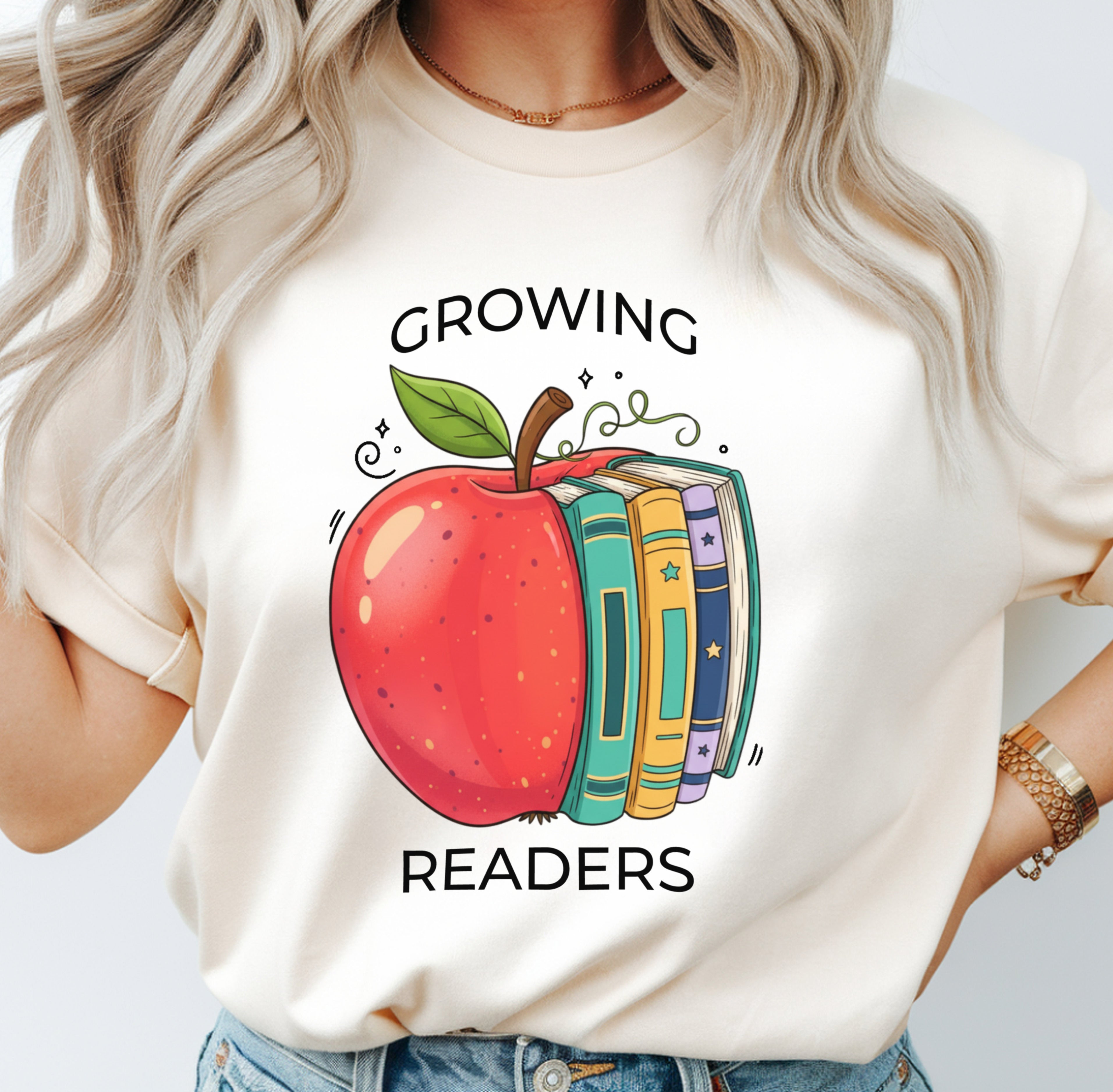 Growing Readers | Literacy Teacher Shirt | Premium Comfort Colors 1717 Vintage Tee