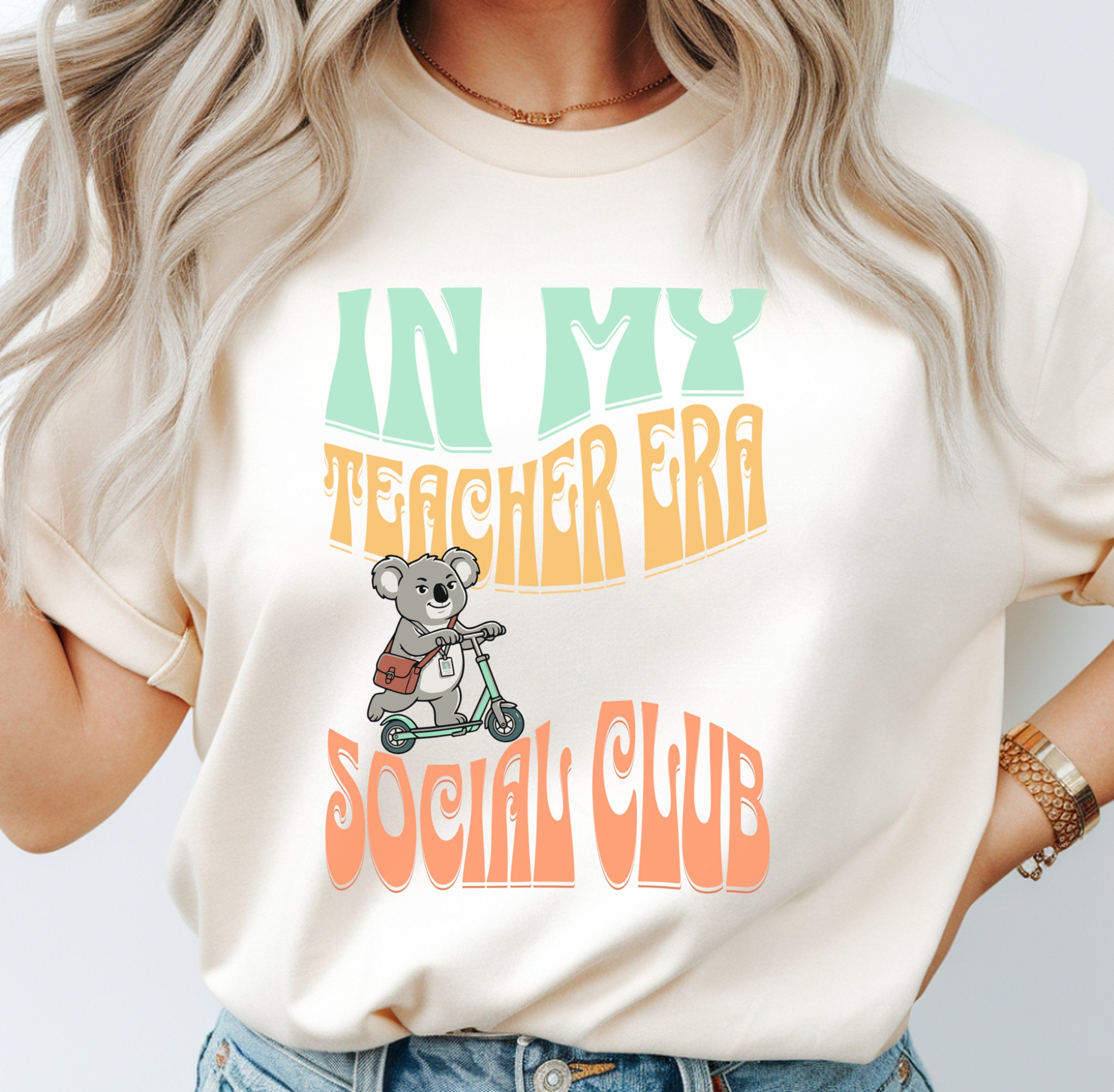 In My Teacher Era Koala Shirt | Retro Teacher Social Club Tee | Groovy Mascot Teacher Shirt | Premium Comfort Colors 1717 Vintage Tee