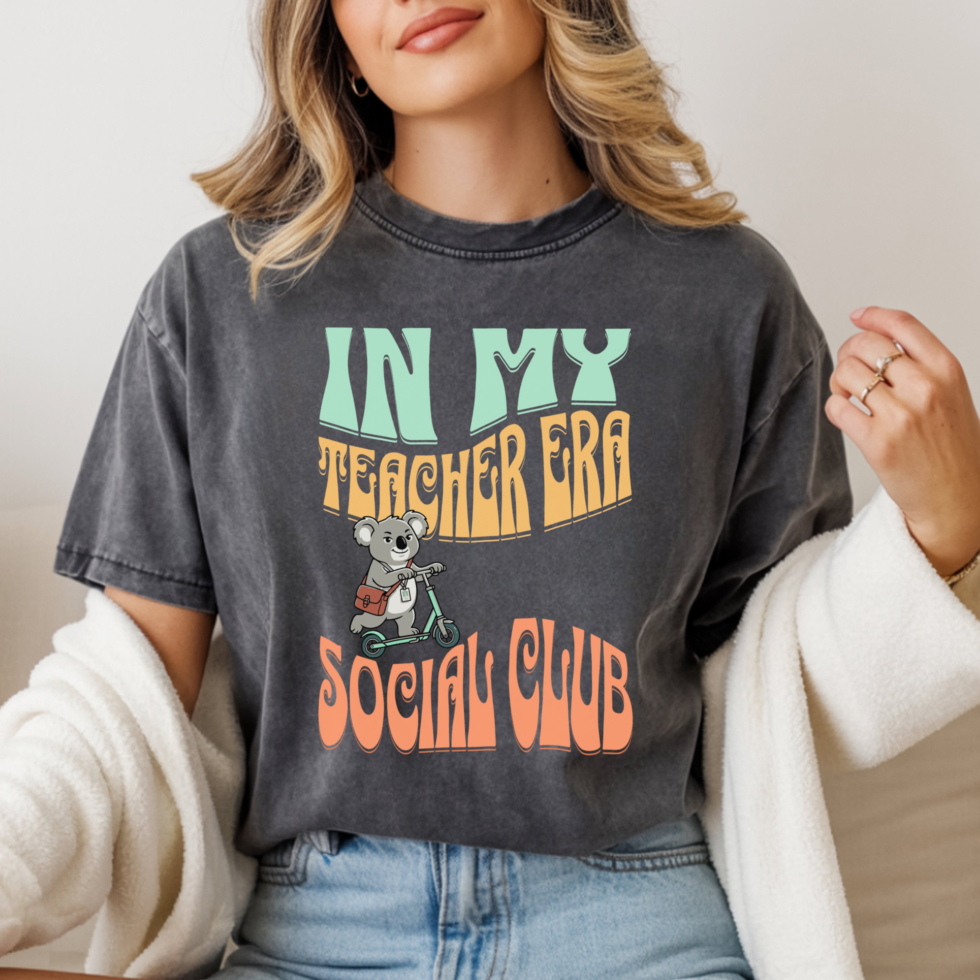 In My Teacher Era Koala Shirt | Retro Teacher Social Club Tee | Groovy Mascot Teacher Shirt | Premium Comfort Colors 1717 Vintage Tee