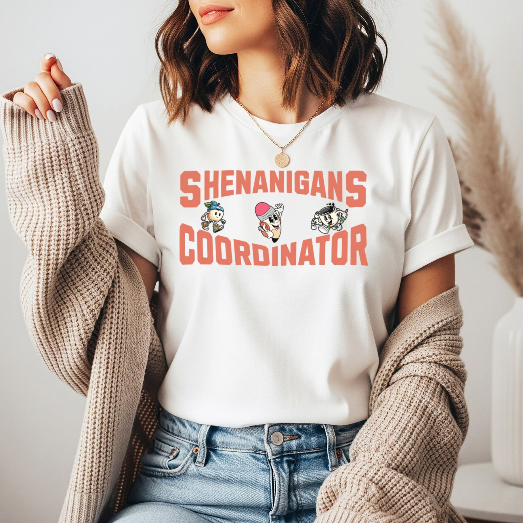 Shenanigans Coordinator Teacher Shirt | Retro Cartoon Classroom Tee | Funny Teacher Gift