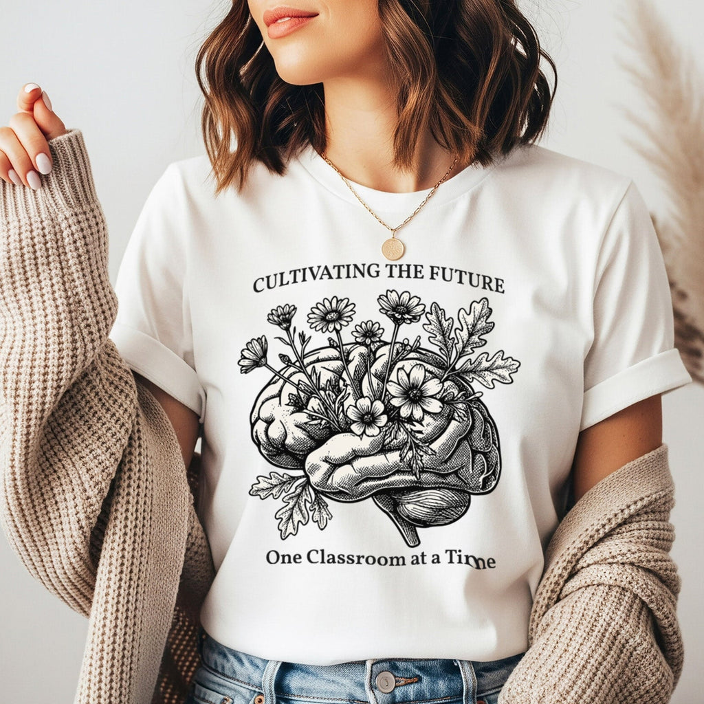 Cultivating the Future Teacher Shirt | Botanical Brain Teacher Tee | Premium Teacher Tee