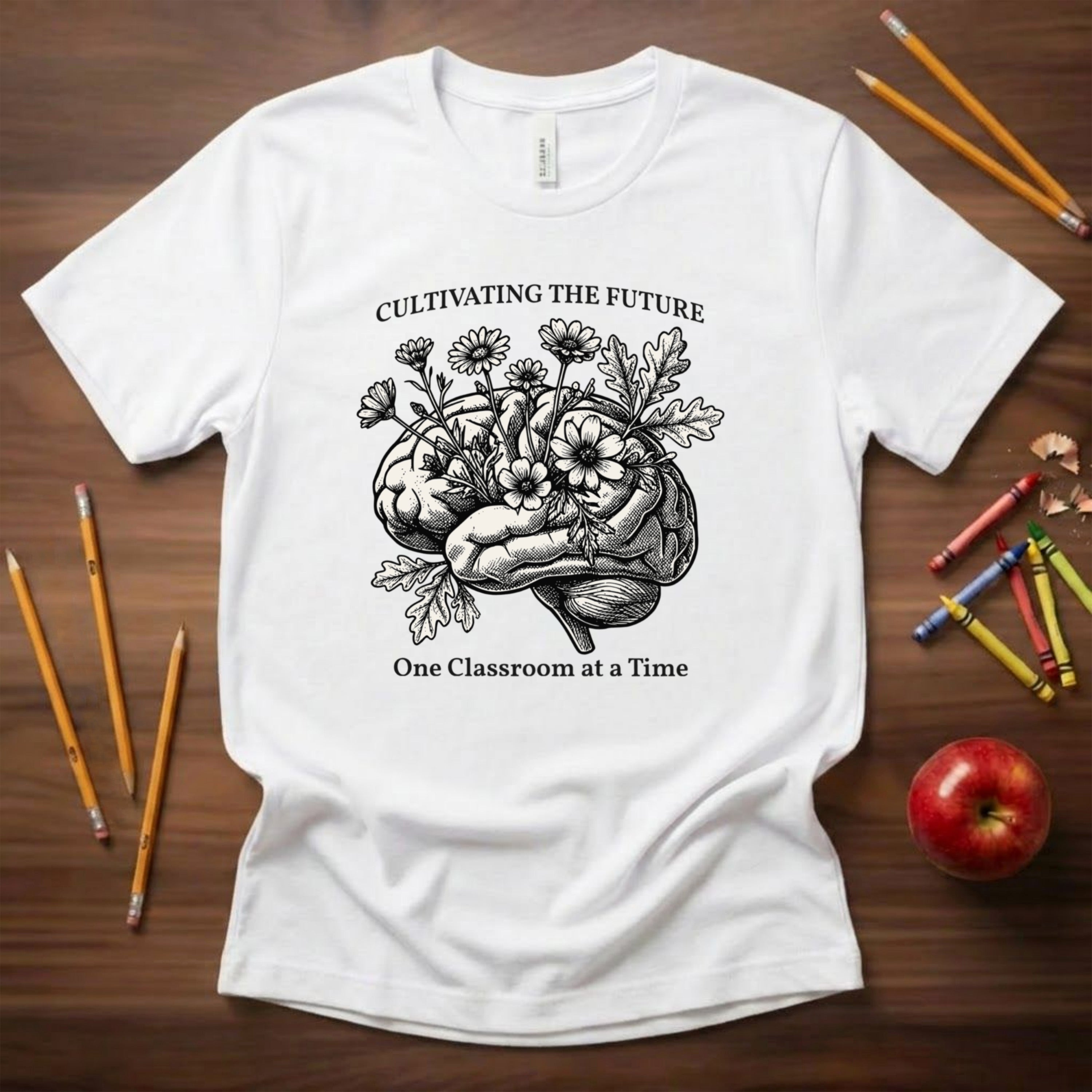 Cultivating the Future Teacher Shirt | Botanical Brain Teacher Tee | Premium Teacher Tee
