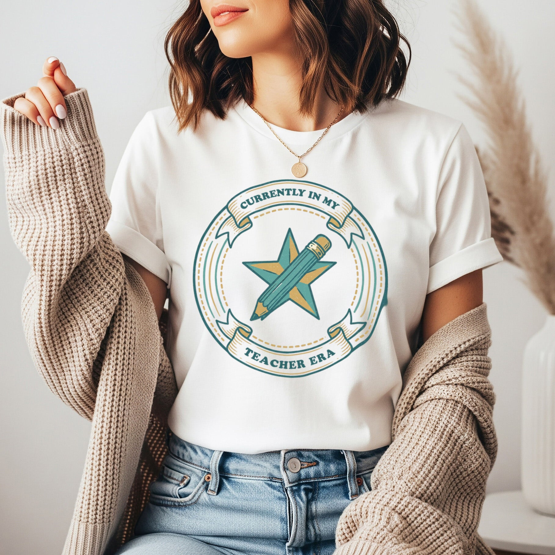 Currently in My Teacher Era Shirt | Vintage Pencil Badge Tee | Bella Canvas 3001