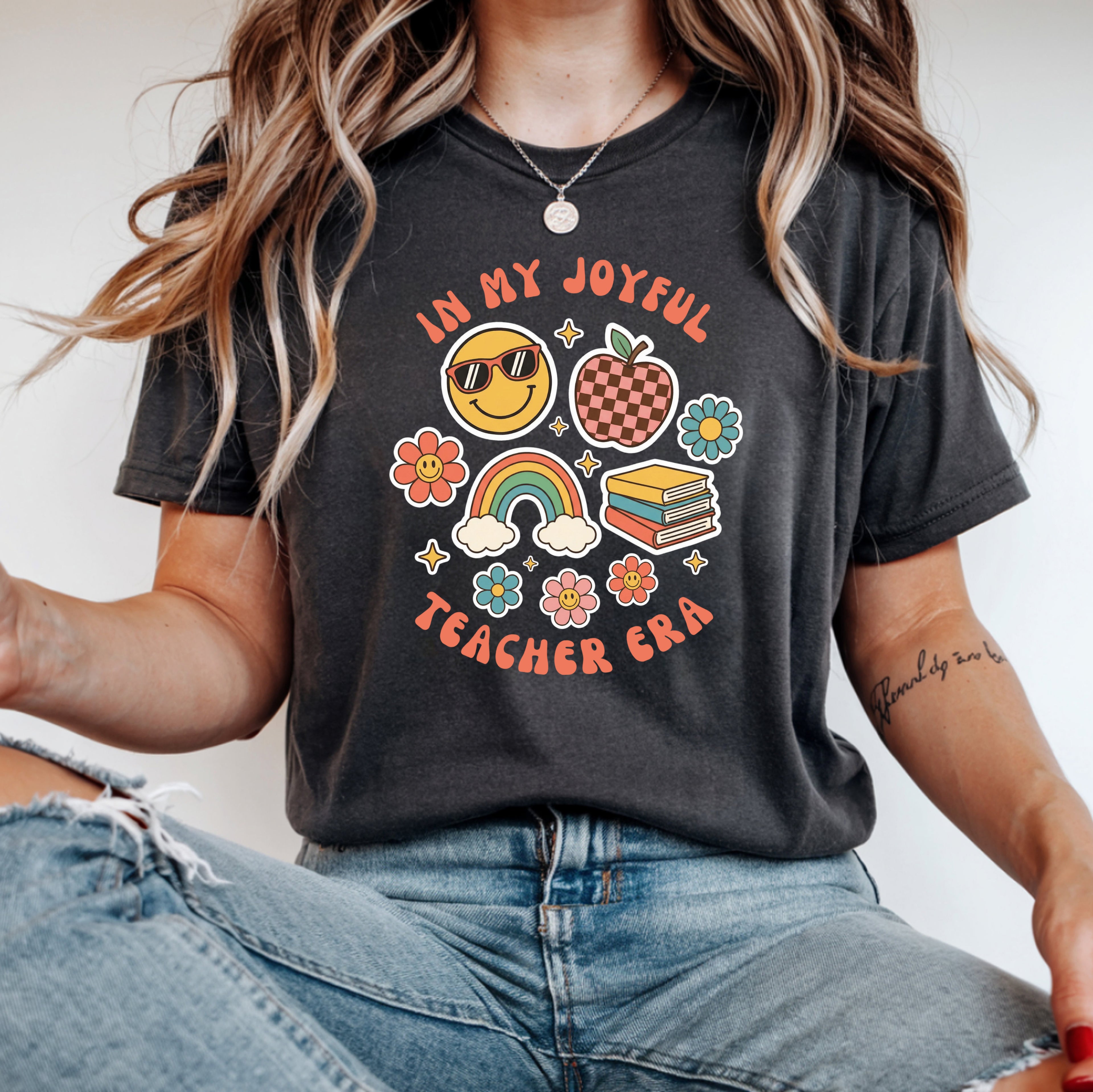 In My Joyful Teacher Era Shirt | Retro Smiley Teacher Tee | Bella Canvas 3001