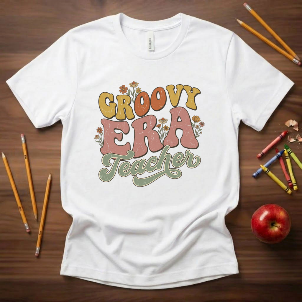 Groovy Era Teacher Shirt | Retro Floral Teacher Tee | Bella Canvas 3001