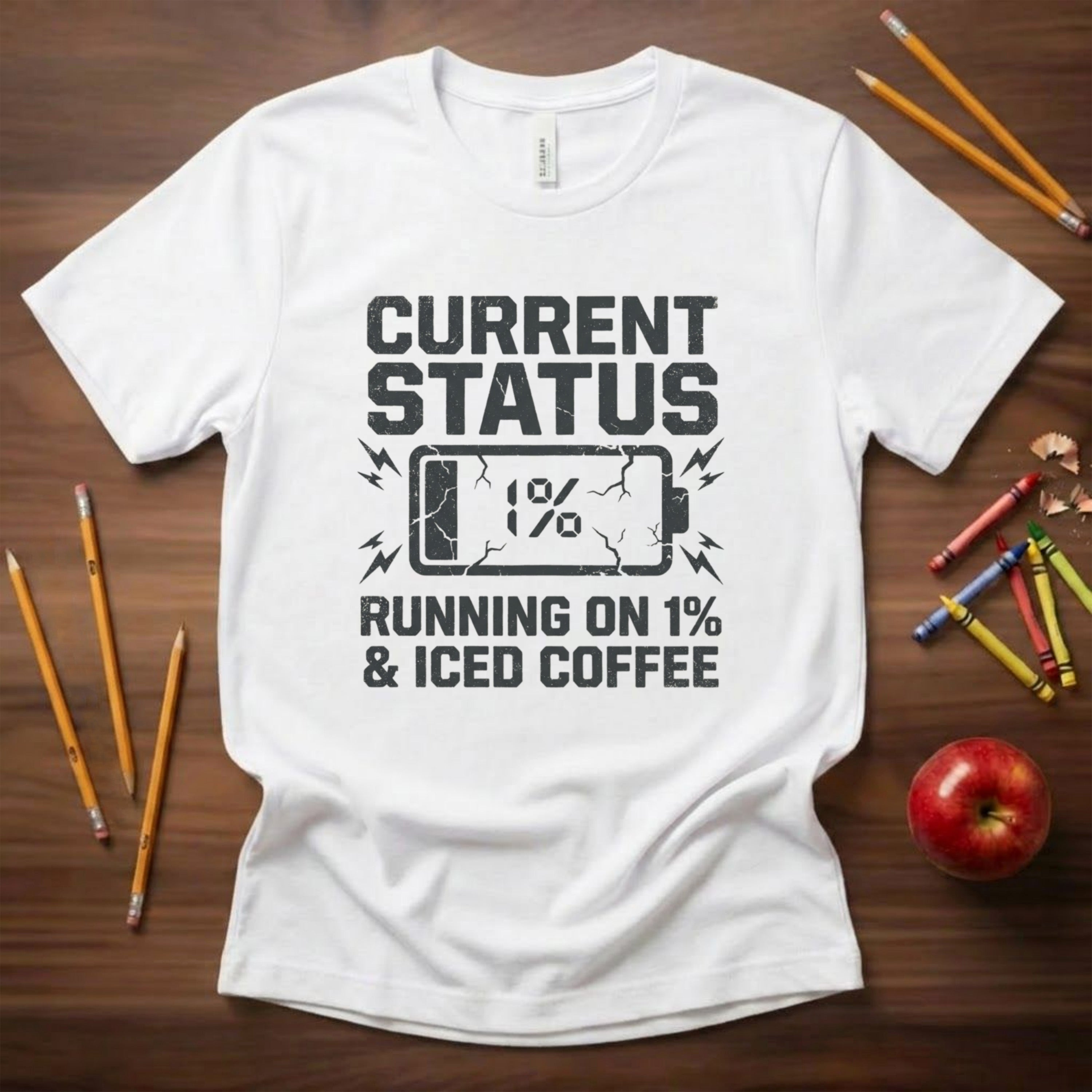 Running on 1% & Iced Coffee | Premium Teacher Tee 🍎