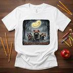 We Howl for Coffee Teacher Shirt | Retro Raccoon Coffee Moon Tee | Bella Canvas 3001