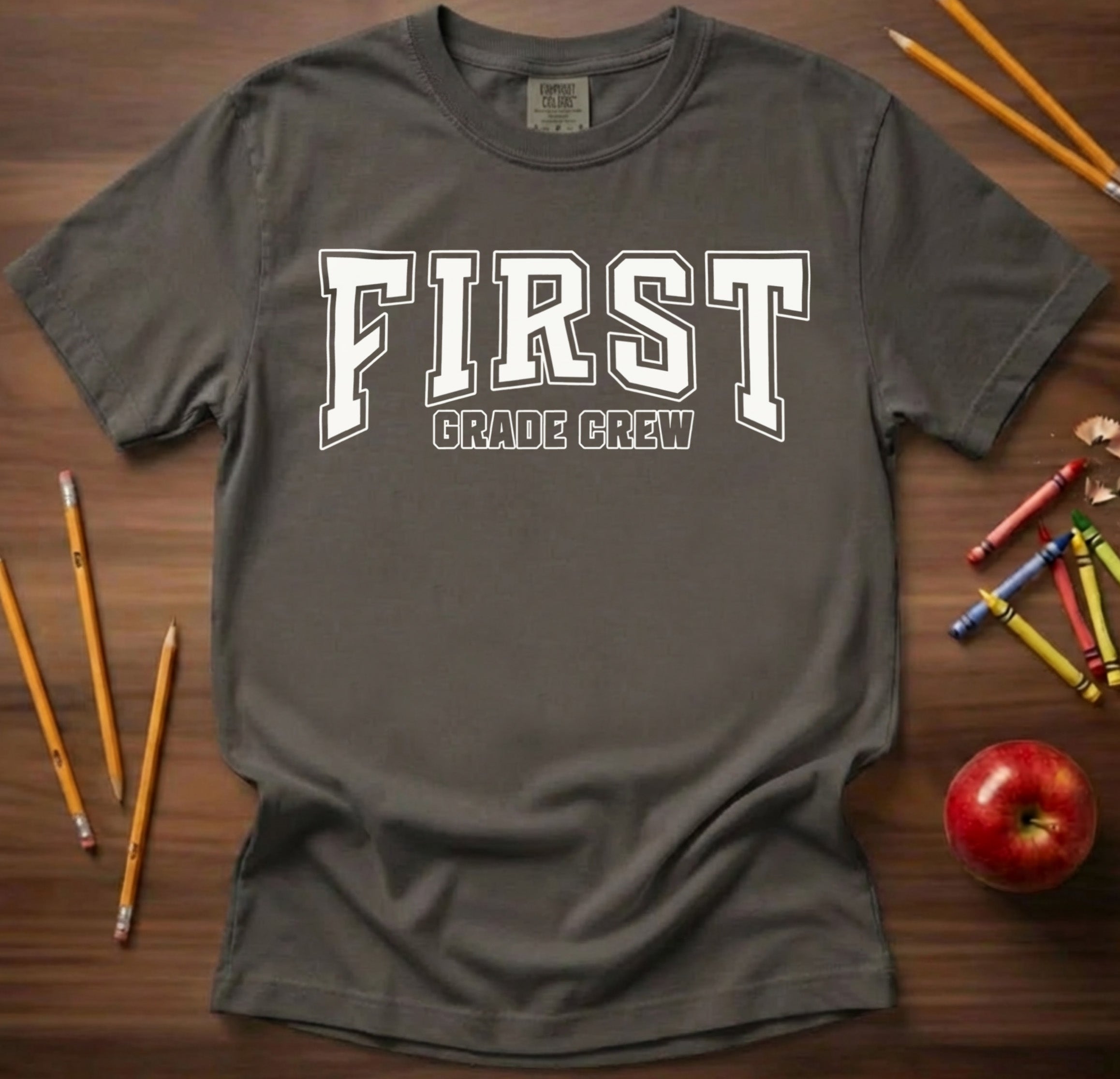 First Grade Crew Shirt | Varsity Style Grade Level Team Tee | Premium Teacher Tee