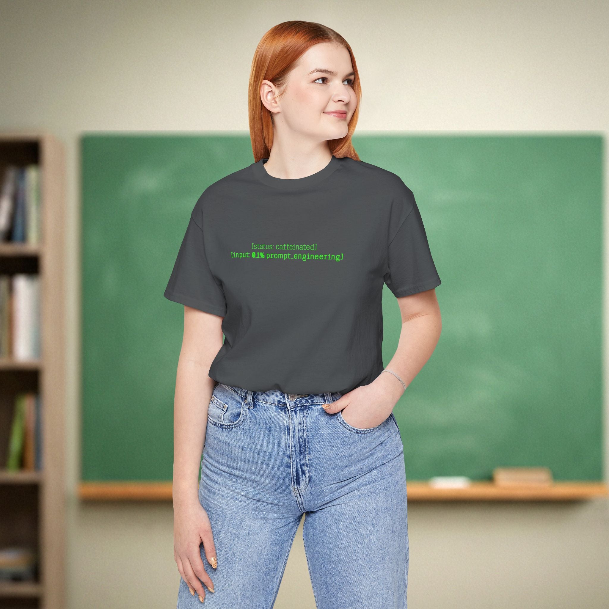 Status:Caffeinated Input:0.1% Prompt Engineering Teacher Shirt | Funny AI Teacher Tee | Bella Canvas 3001