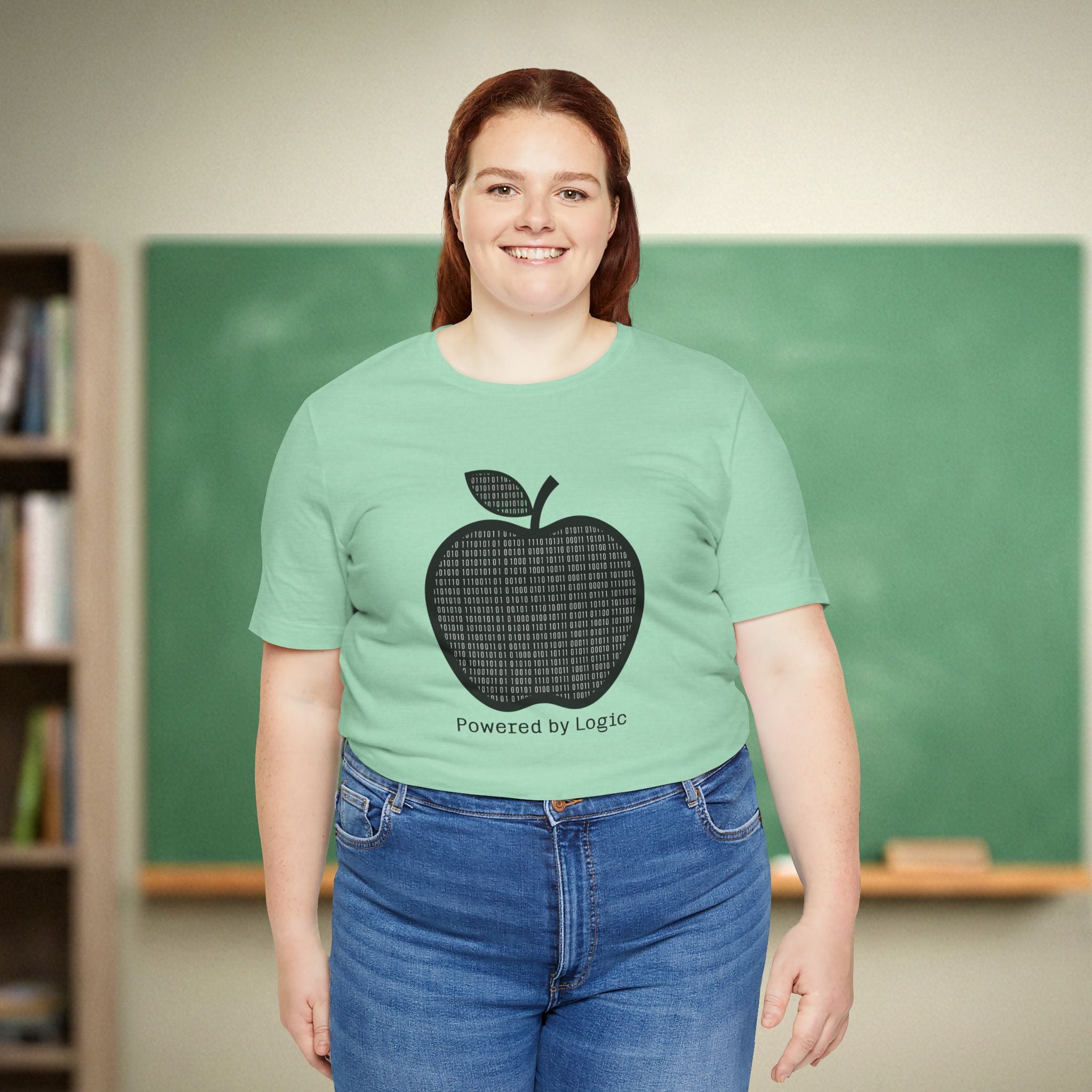 Powered by Logic Computer Science Teacher Shirt | STEM Teacher Tee | Bella Canvas 3001