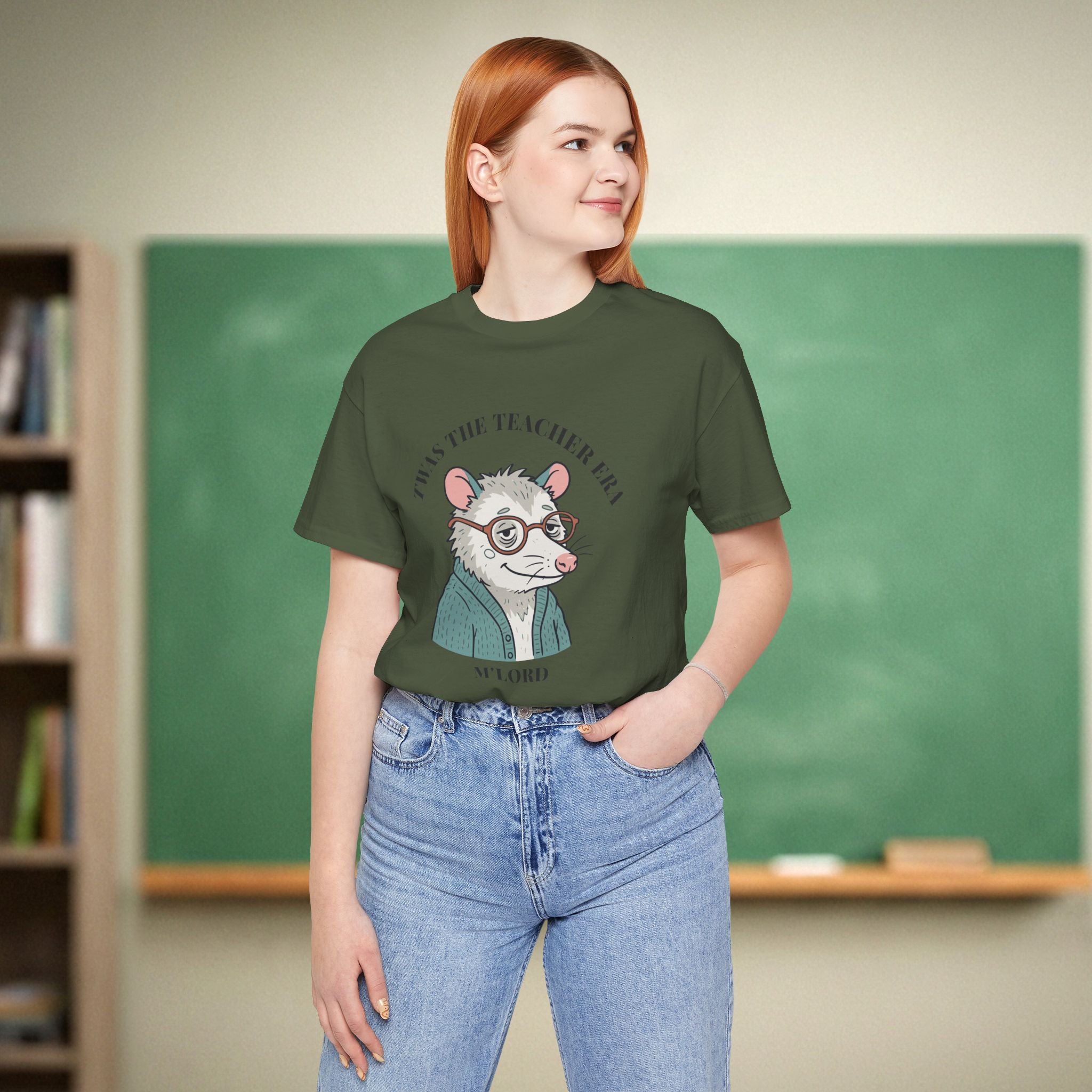 Twas the Teacher Era M'Lord Shirt | Funny Opossum Teacher Meme Tee | Bella Canvas 3001