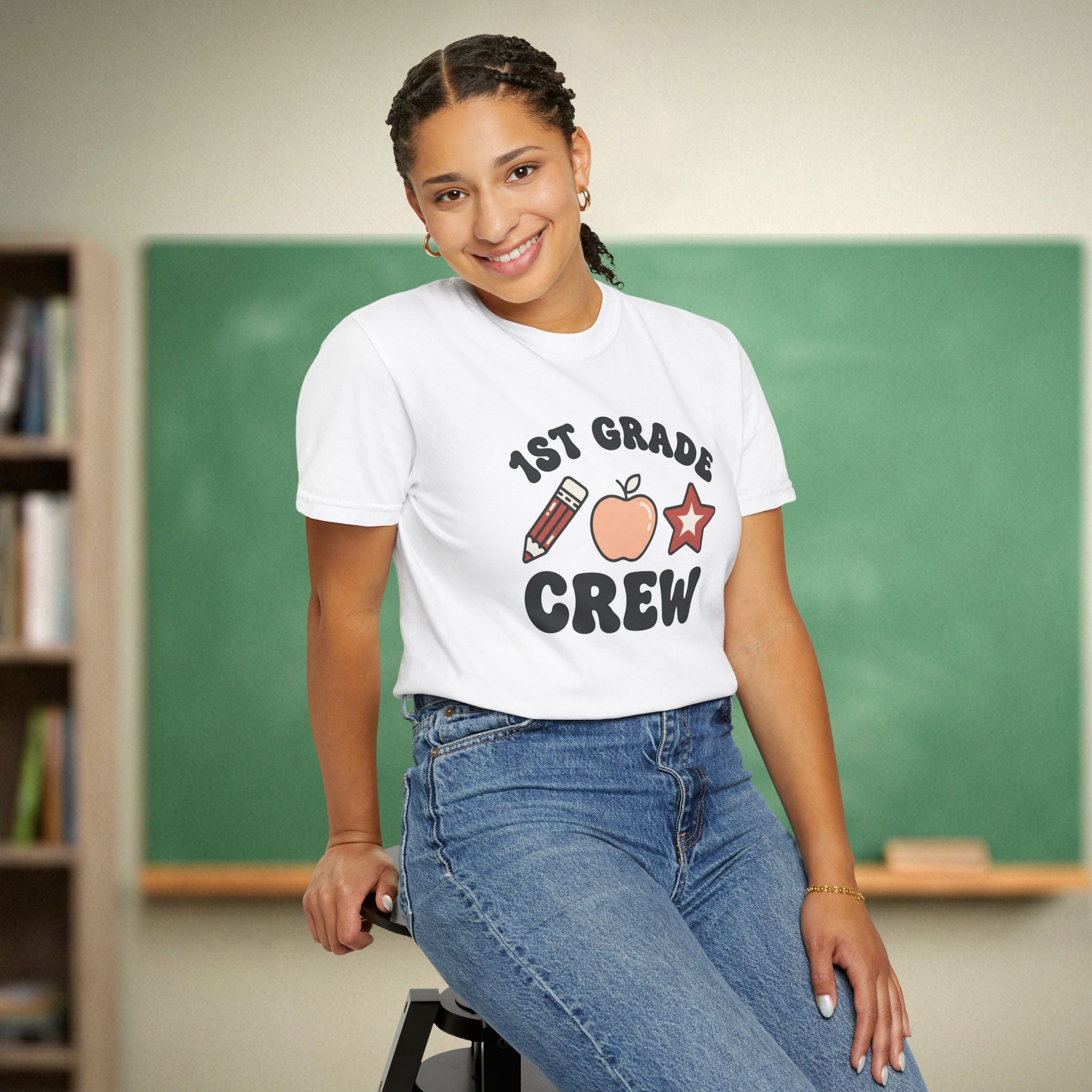 1st Grade Crew Shirt | Retro First Grade Teacher Tee | Aesthetic Teacher Team Shirt | Premium Comfort Colors 1717 Vintage Tee