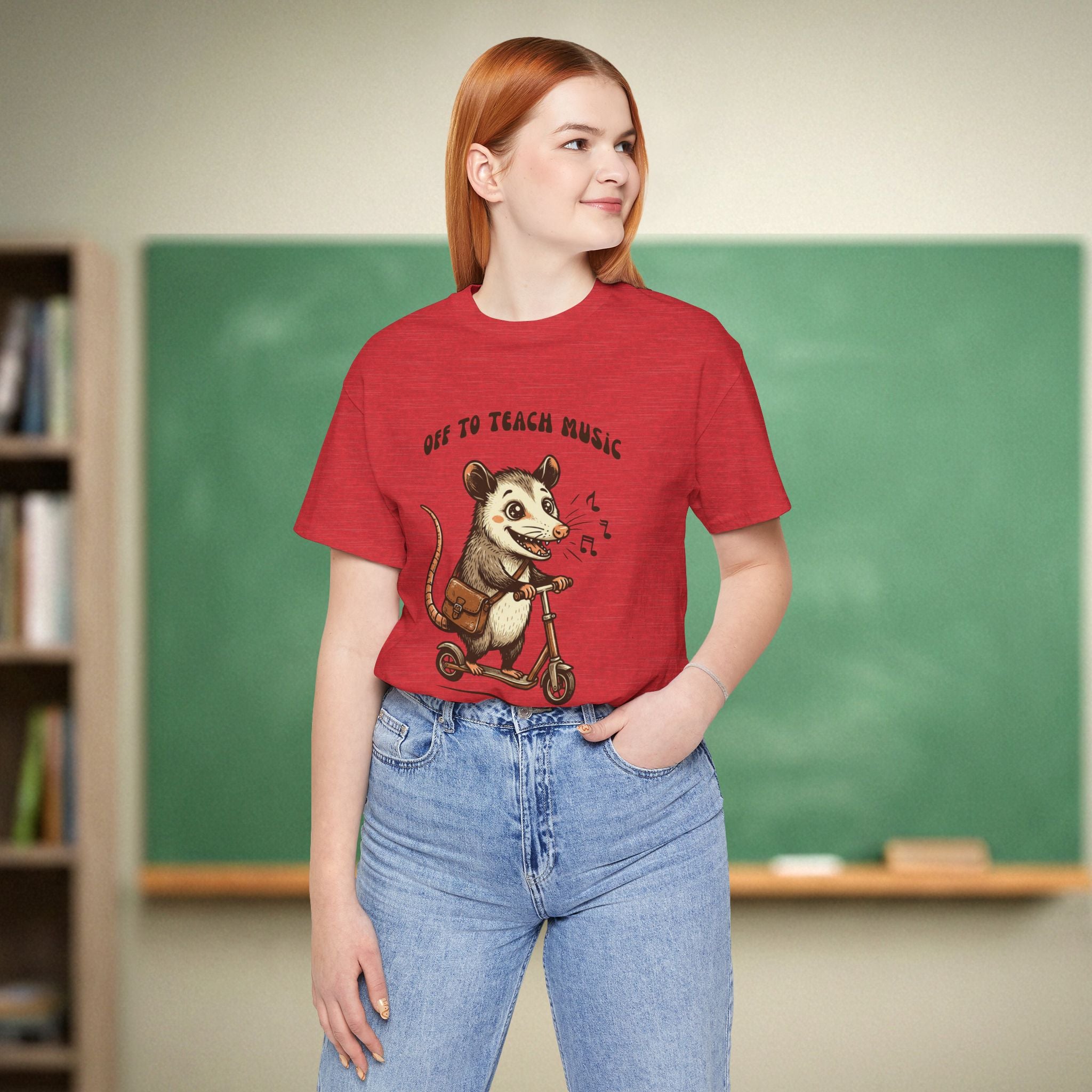 Off to Teach Music Opossum | Music Teacher Shirt | Bella Canvas 3001