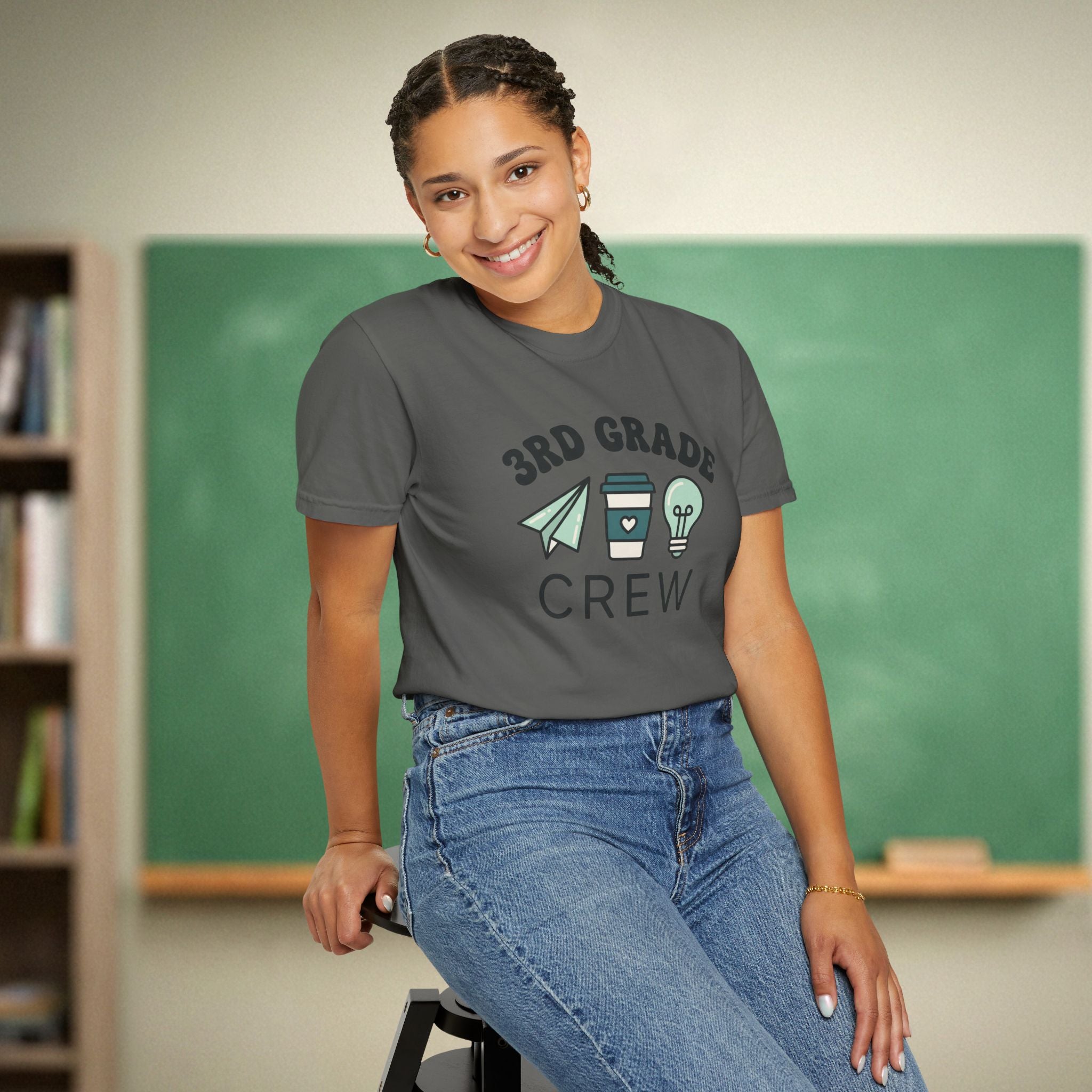 3rd Grade Crew Shirt | Retro Third Grade Teacher Tee | Cute Teacher Coffee Shirt | Premium Comfort Colors 1717 Vintage Tee