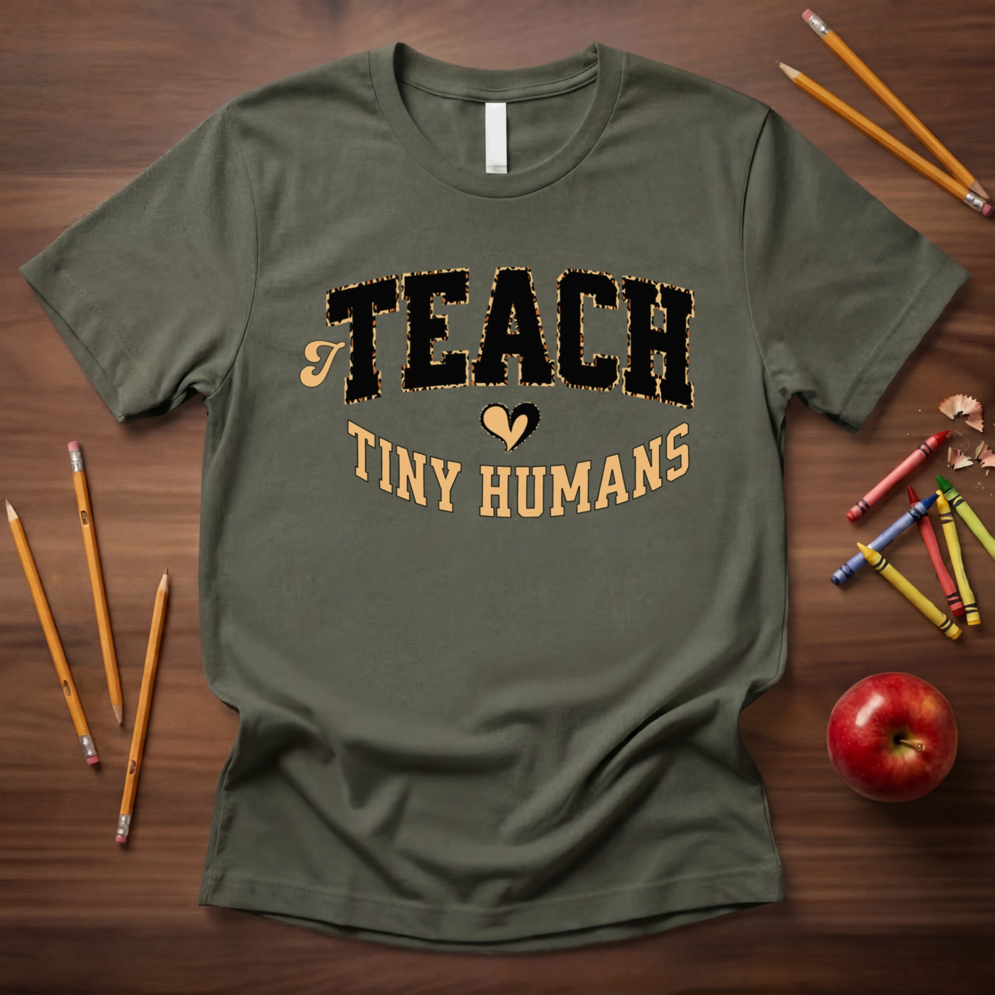 I Teach Tiny Humans Shirt | Leopard Print Early Childhood Teacher Tee