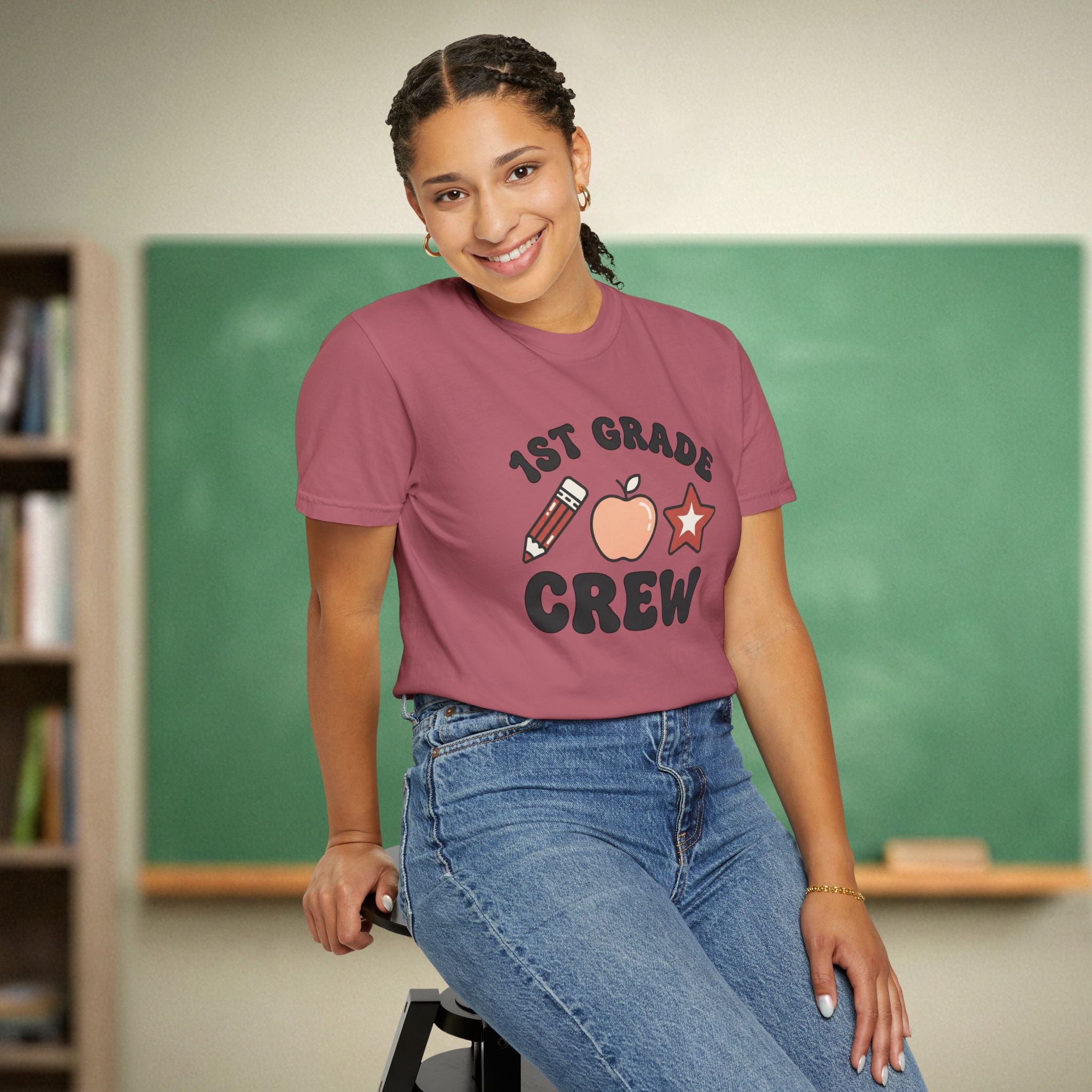 1st Grade Crew Shirt | Retro First Grade Teacher Tee | Aesthetic Teacher Team Shirt | Premium Comfort Colors 1717 Vintage Tee
