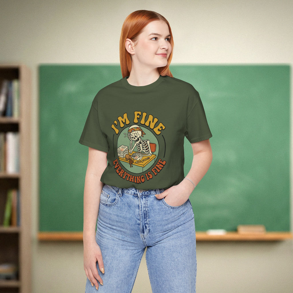 I’m Fine Everything Is Fine | Funny Teacher Shirt | Teacher Burnout Humor Gift