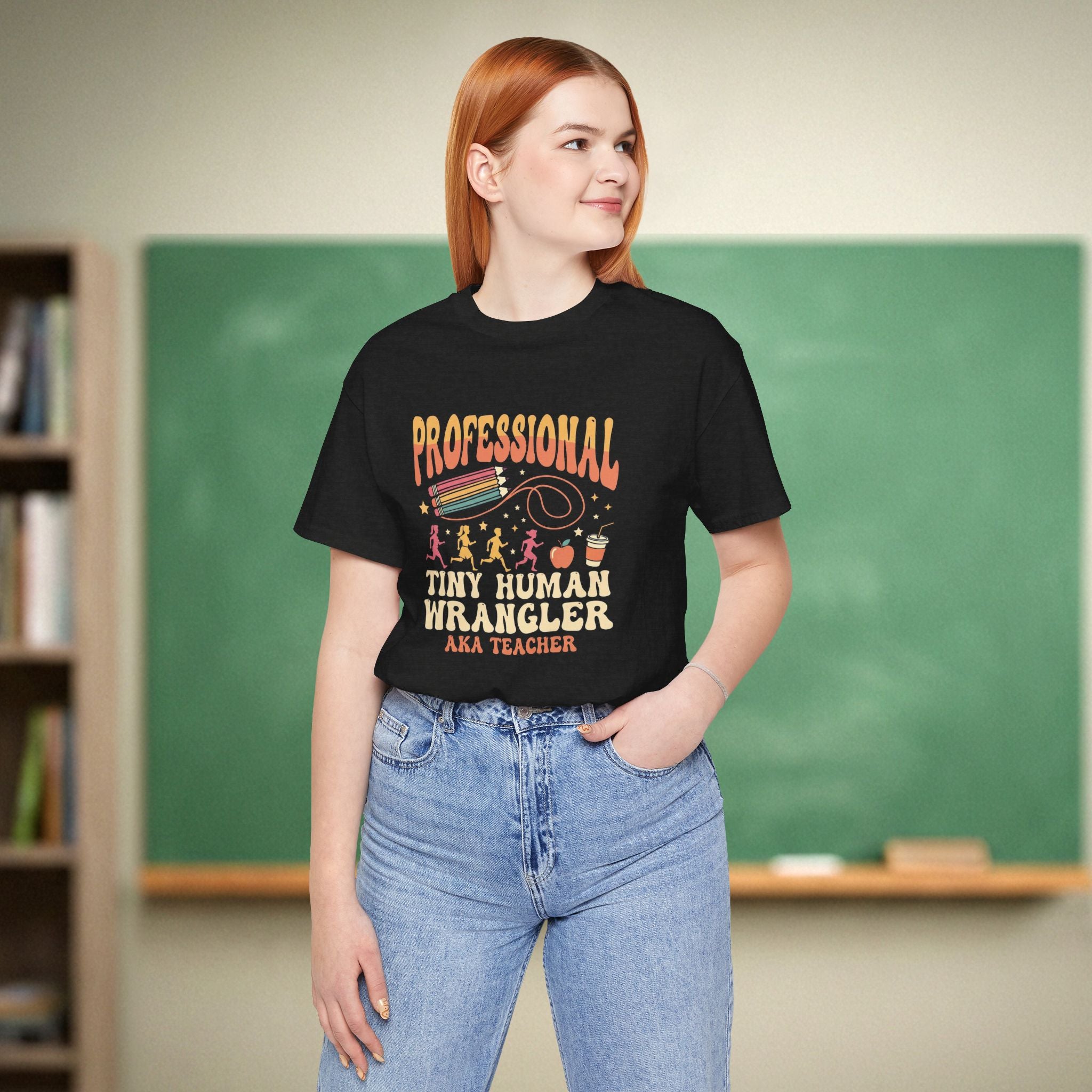 Professional Tiny Human Wrangler Teacher Shirt | Funny Elementary Teacher Tee | Premium Teacher Apparel