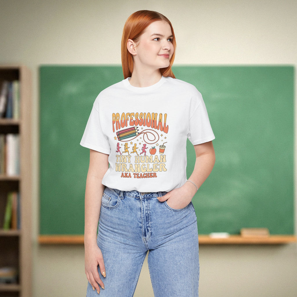 Professional Tiny Human Wrangler Teacher Shirt | Funny Elementary Teacher Tee | Premium Teacher Apparel
