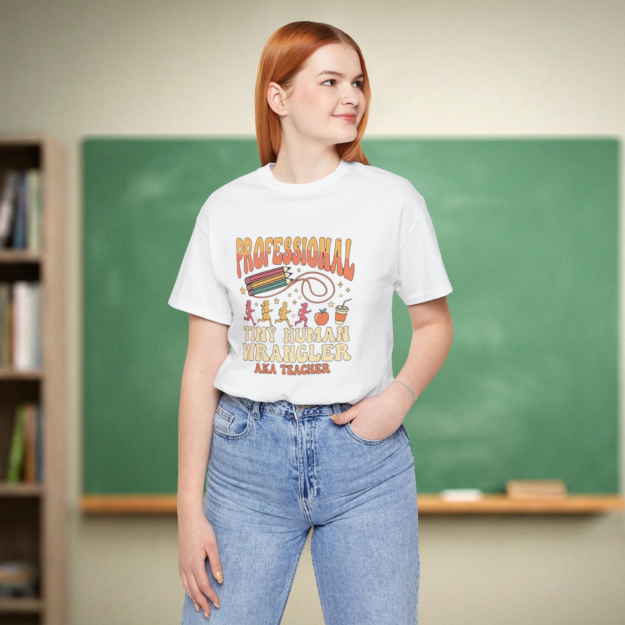 Professional Tiny Human Wrangler Teacher Shirt | Funny Elementary Teacher Tee | Premium Teacher Apparel