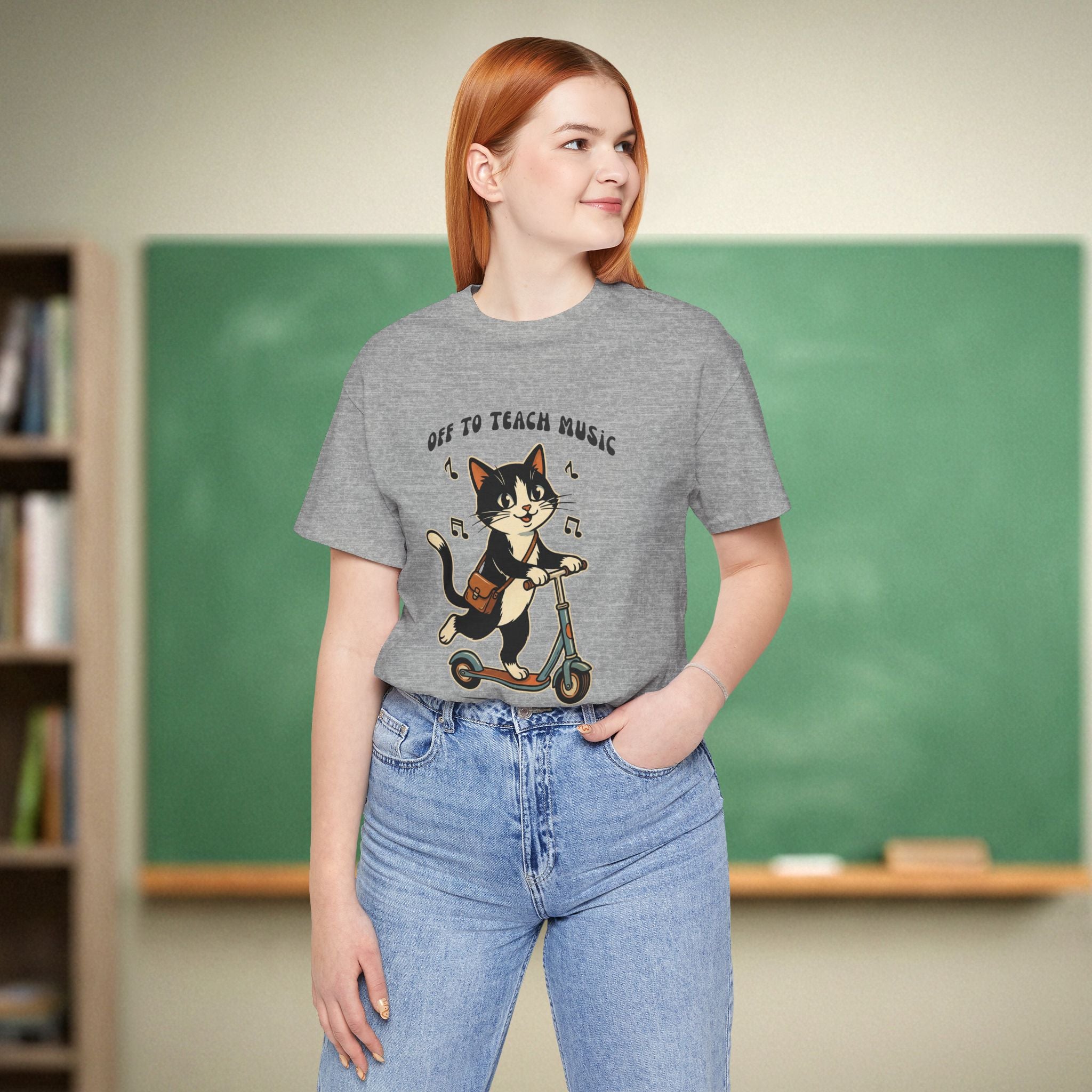 Off to Teach Music Tuxedo Cat | Music Teacher Shirt | Bella Canvas 3001