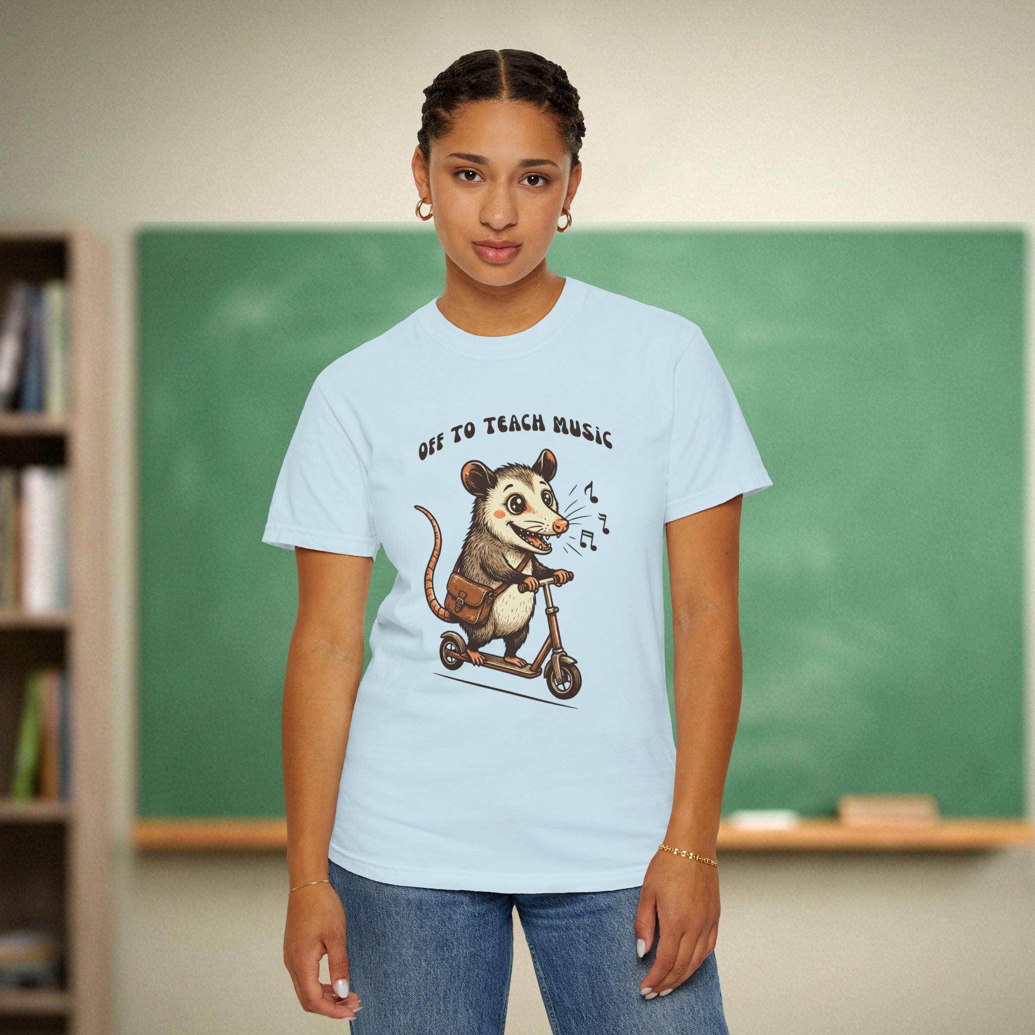 Off to Teach Music Opossum | Music Teacher Shirt | Premium Comfort Colors 1717 Vintage Tee