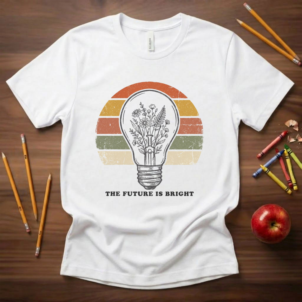 The Future Is Bright Teacher Shirt | Retro Lightbulb Classroom Tee | Bella Canvas 3001