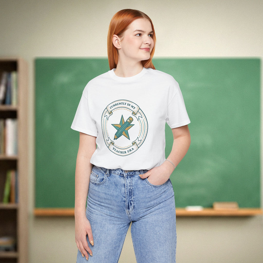 Currently in My Teacher Era Shirt | Vintage Pencil Badge Tee | Bella Canvas 3001