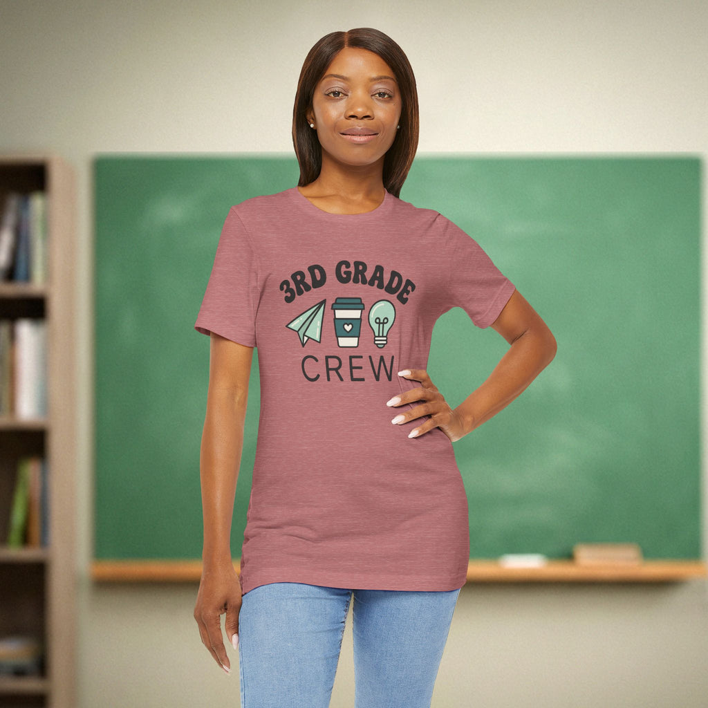 3rd Grade Crew Shirt | Retro Third Grade Teacher Tee | Cute Teacher Coffee Shirt | Bella Canvas 3001