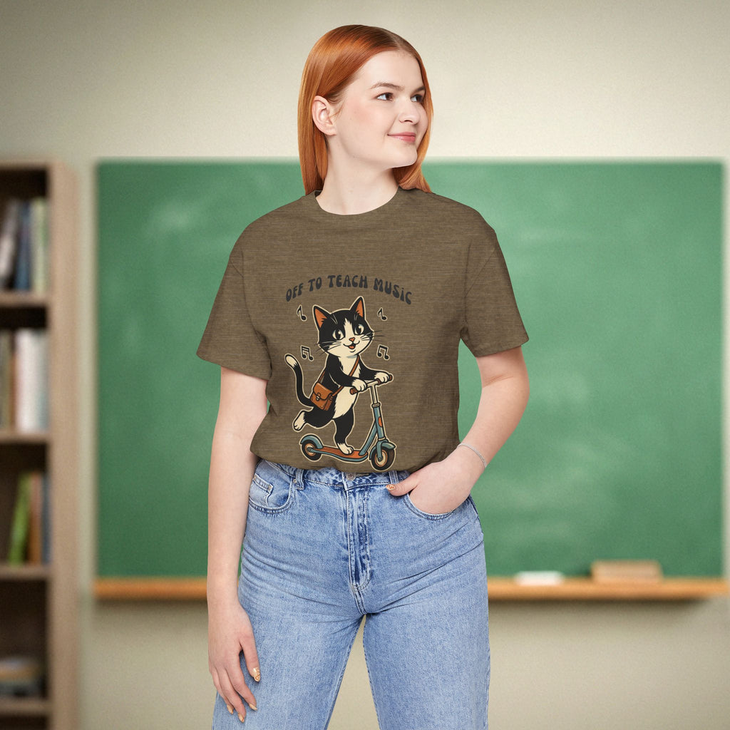 Off to Teach Music Tuxedo Cat | Music Teacher Shirt | Bella Canvas 3001