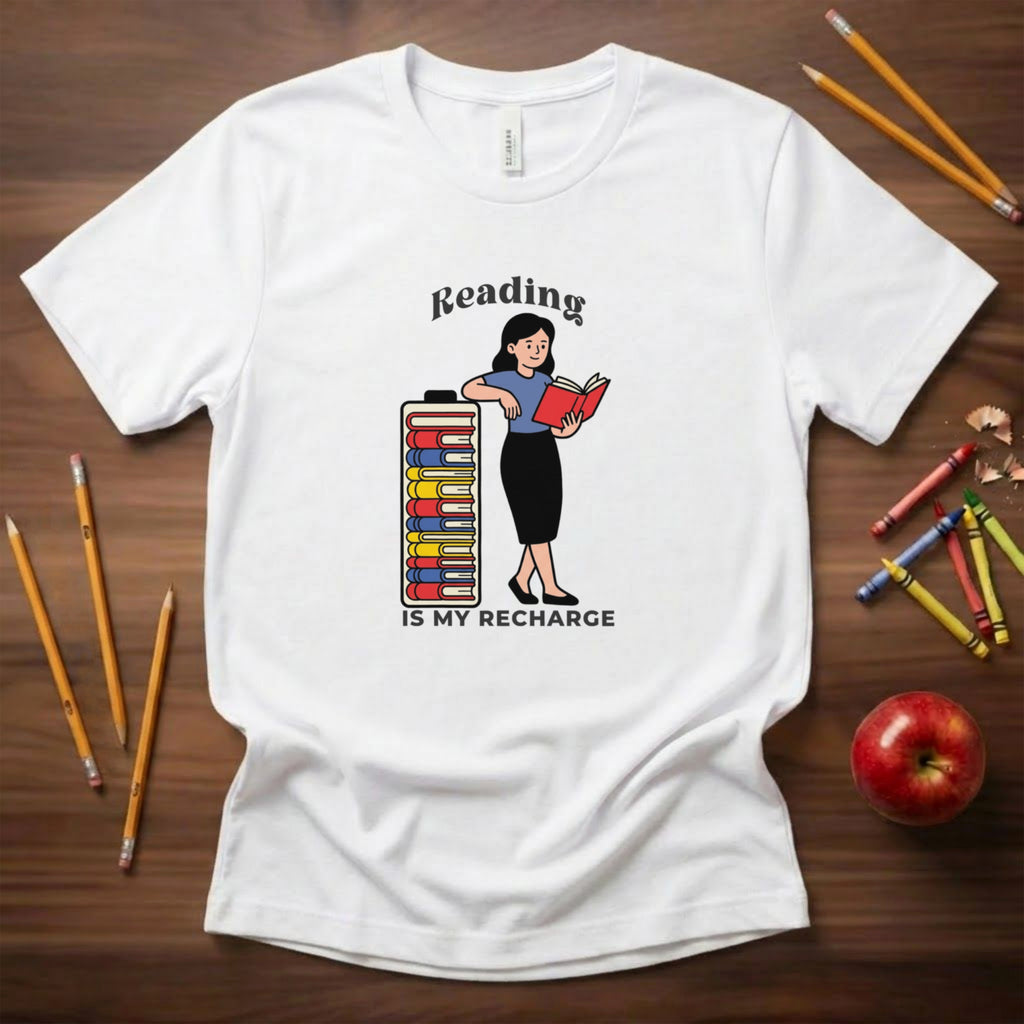 Reading is My Recharge | Book Lover Teacher Shirt | Bella Canvas 3001