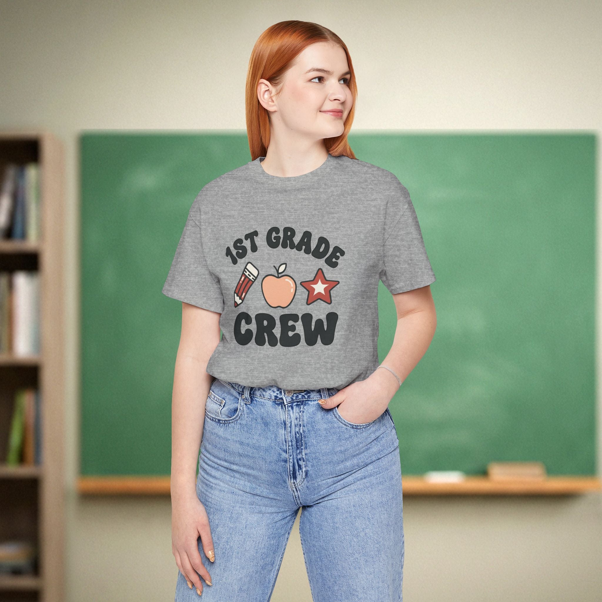 1st Grade Crew Shirt | Retro First Grade Teacher Tee | Aesthetic Teacher Team Shirt | Bella Canvas 3001