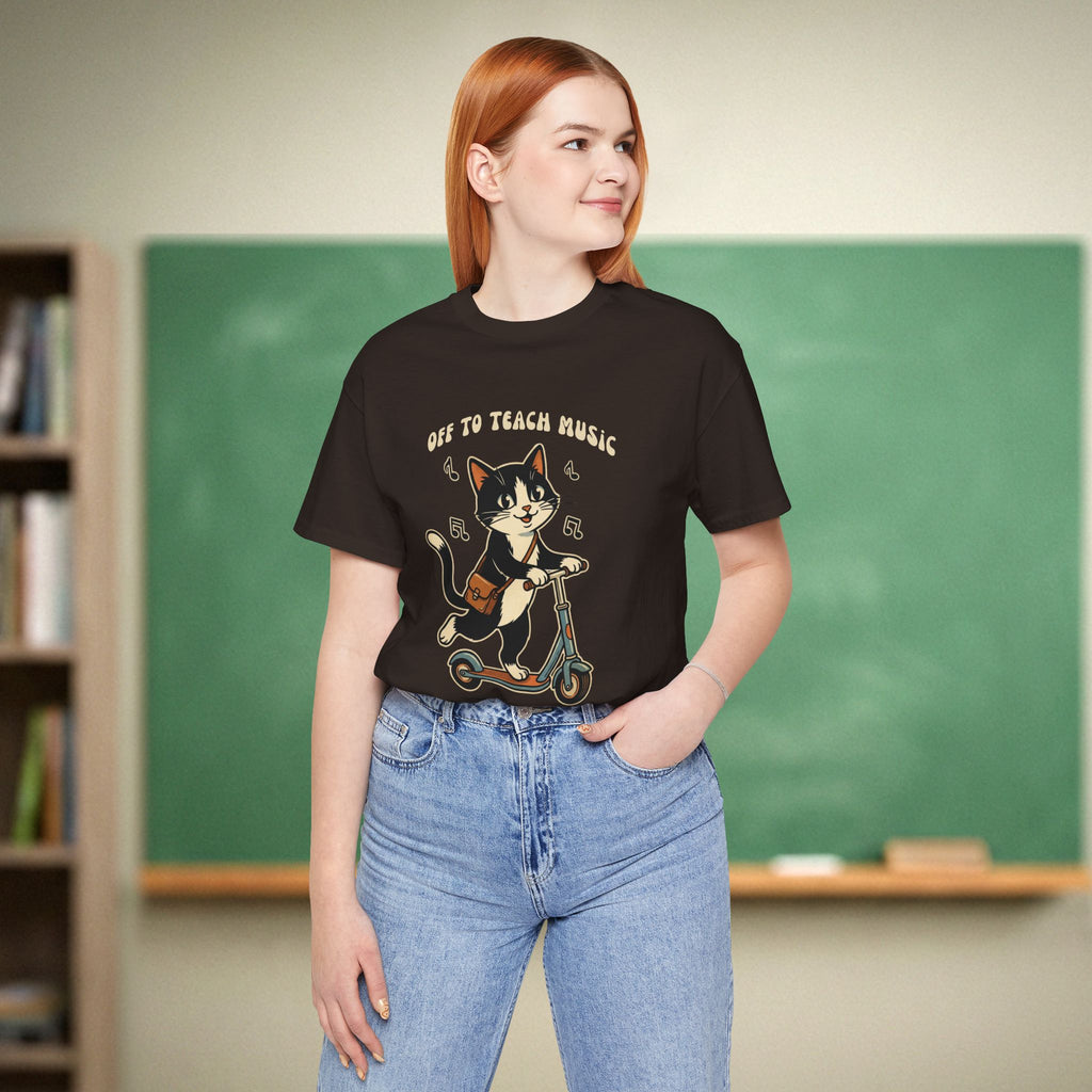 Off to Teach Music Tuxedo Cat | Music Teacher Shirt | Bella Canvas 3001