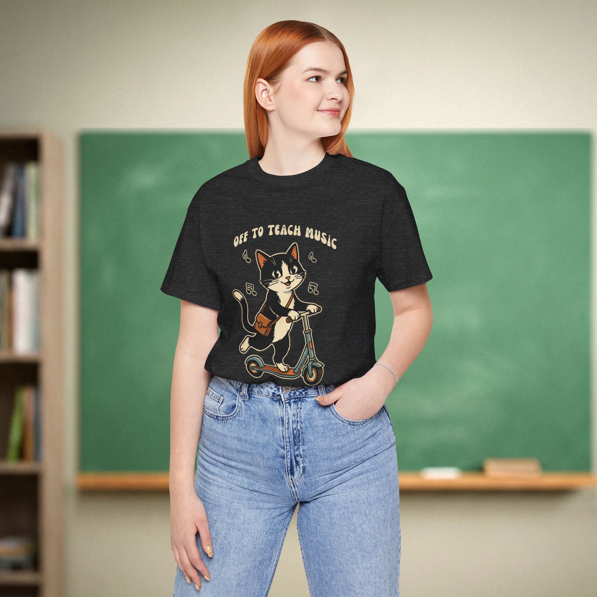 Off to Teach Music Tuxedo Cat | Music Teacher Shirt | Bella Canvas 3001