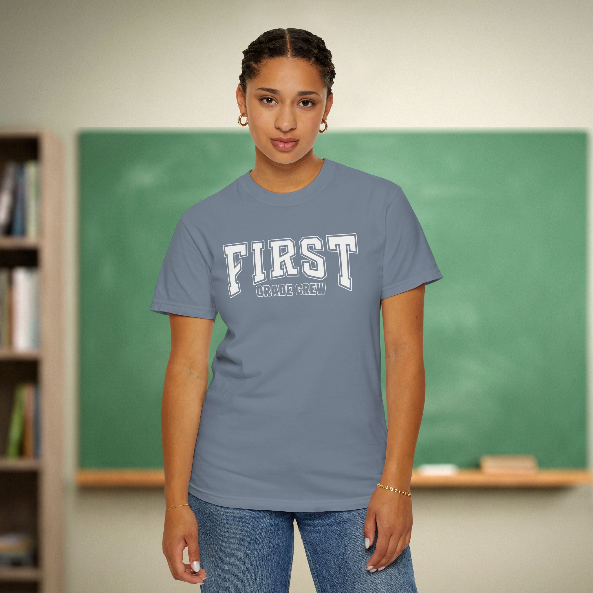 First Grade Crew Shirt | Varsity Style Grade Level Team Tee | Premium Teacher Tee