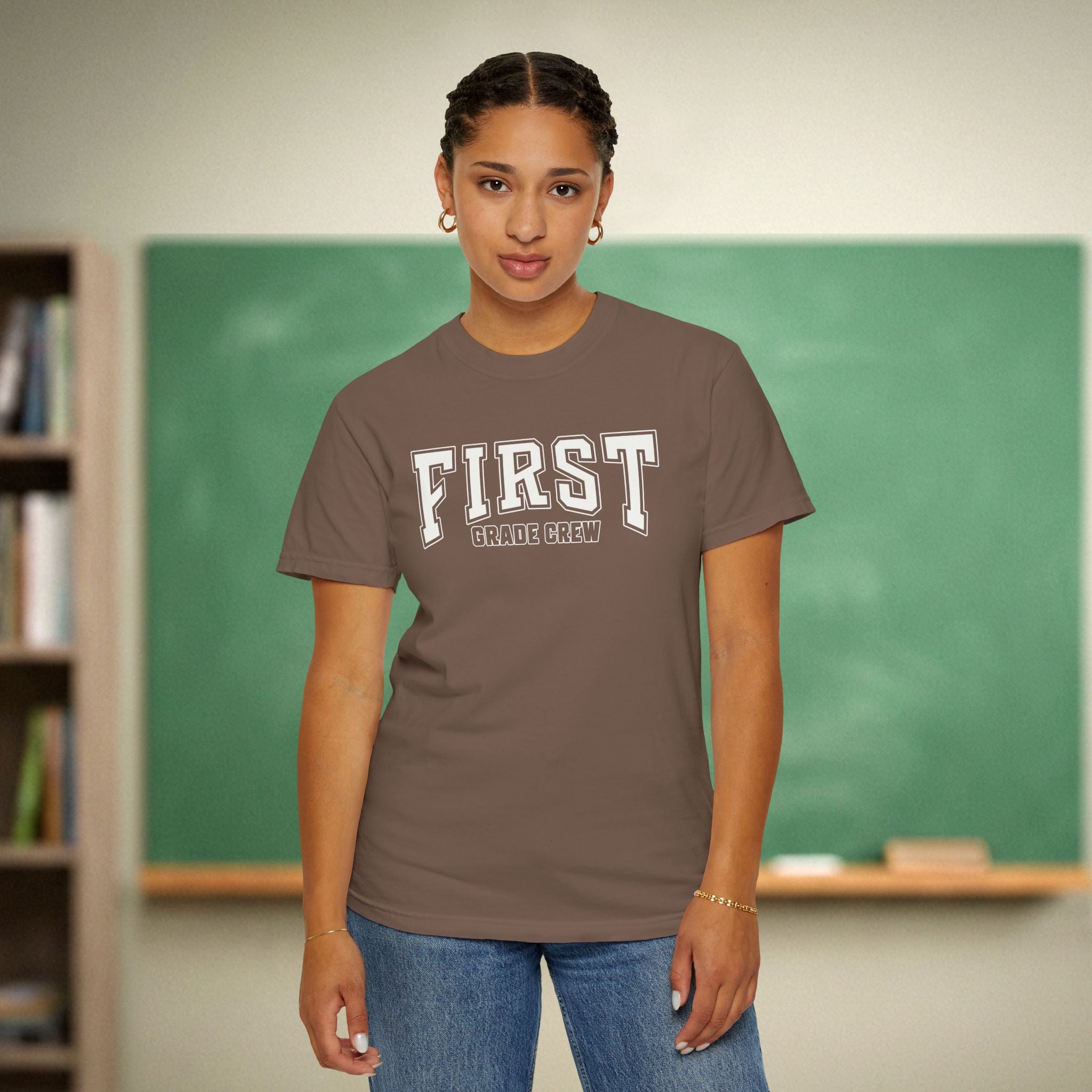 First Grade Crew Shirt | Varsity Style Grade Level Team Tee | Premium Teacher Tee