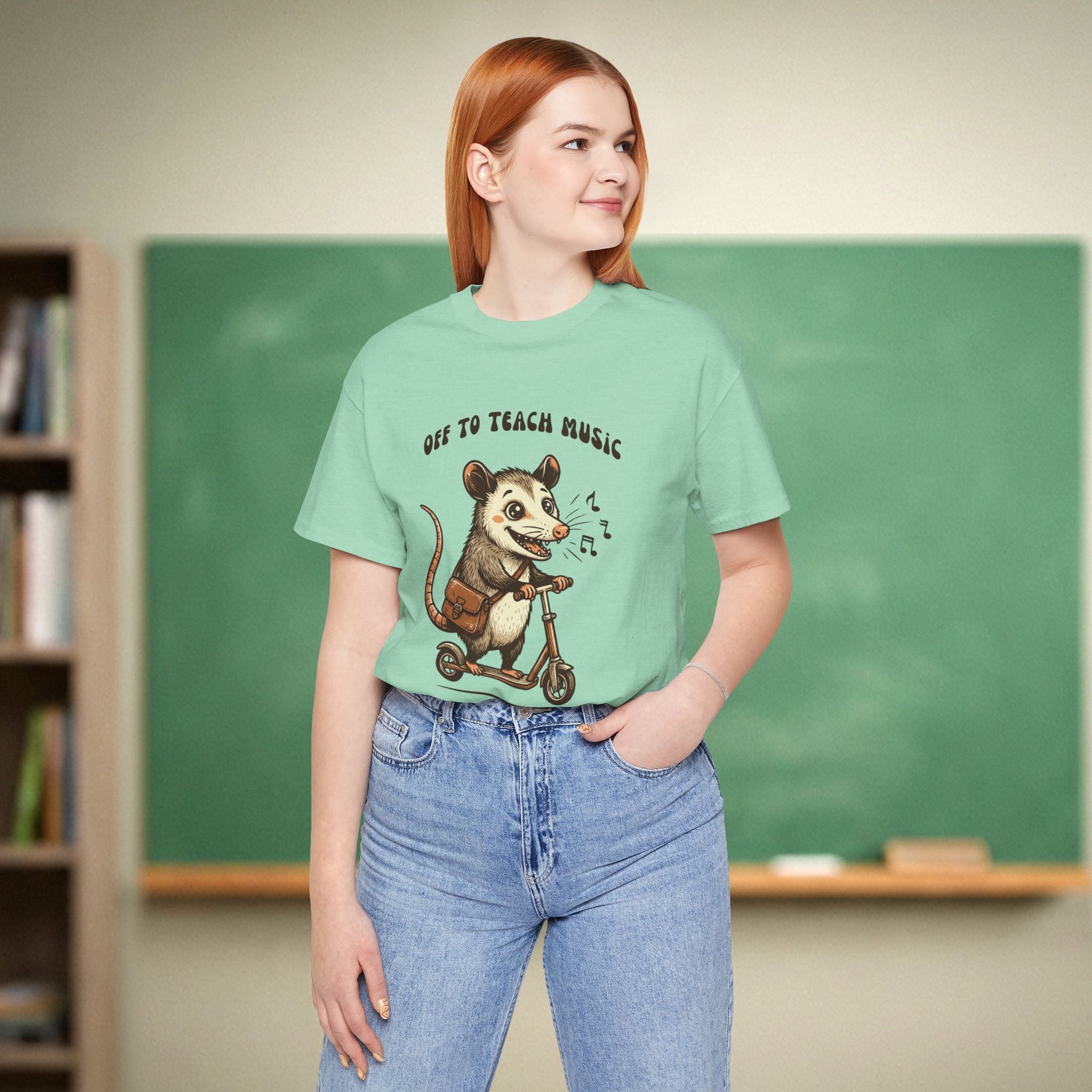 Off to Teach Music Opossum | Music Teacher Shirt | Bella Canvas 3001