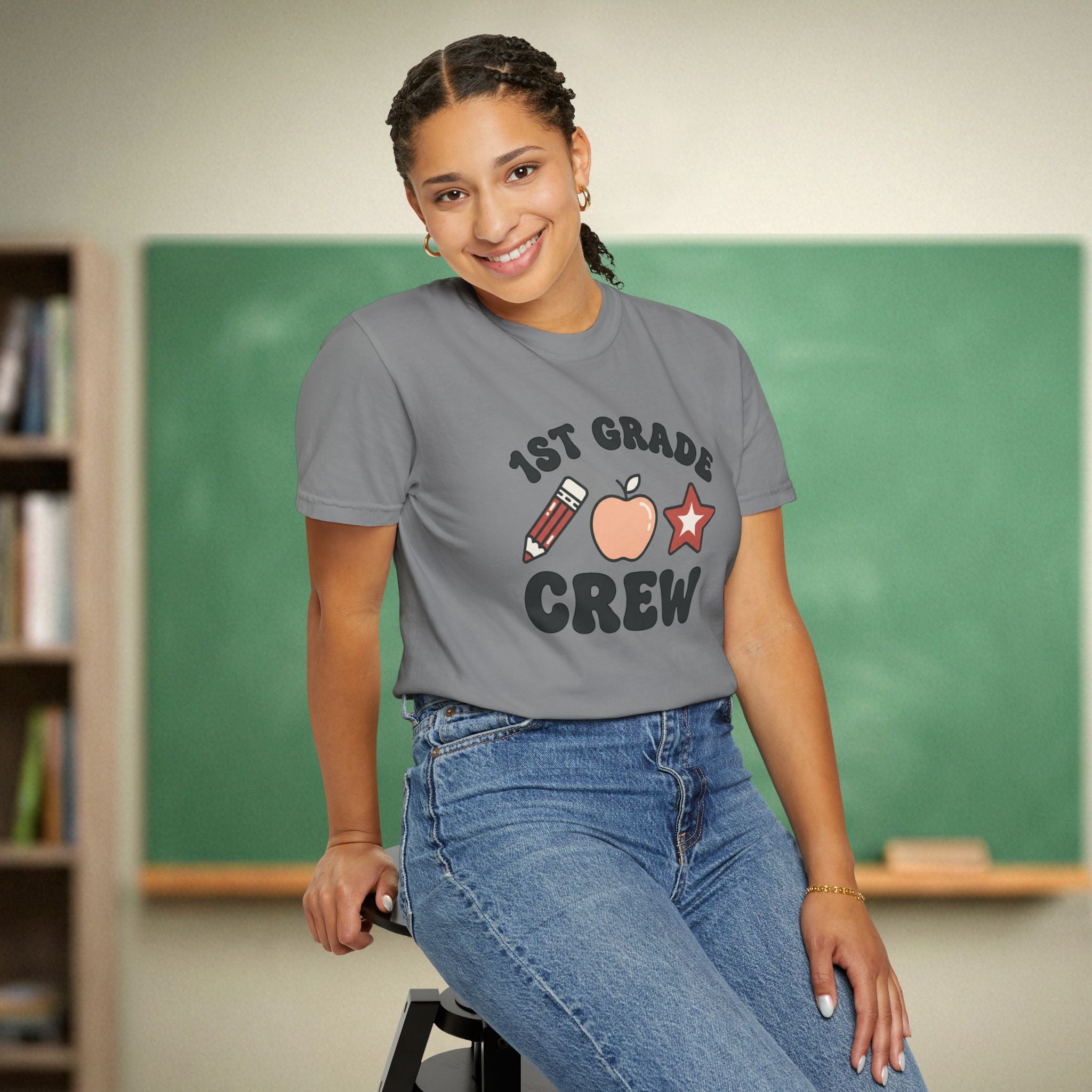 1st Grade Crew Shirt | Retro First Grade Teacher Tee | Aesthetic Teacher Team Shirt | Premium Comfort Colors 1717 Vintage Tee