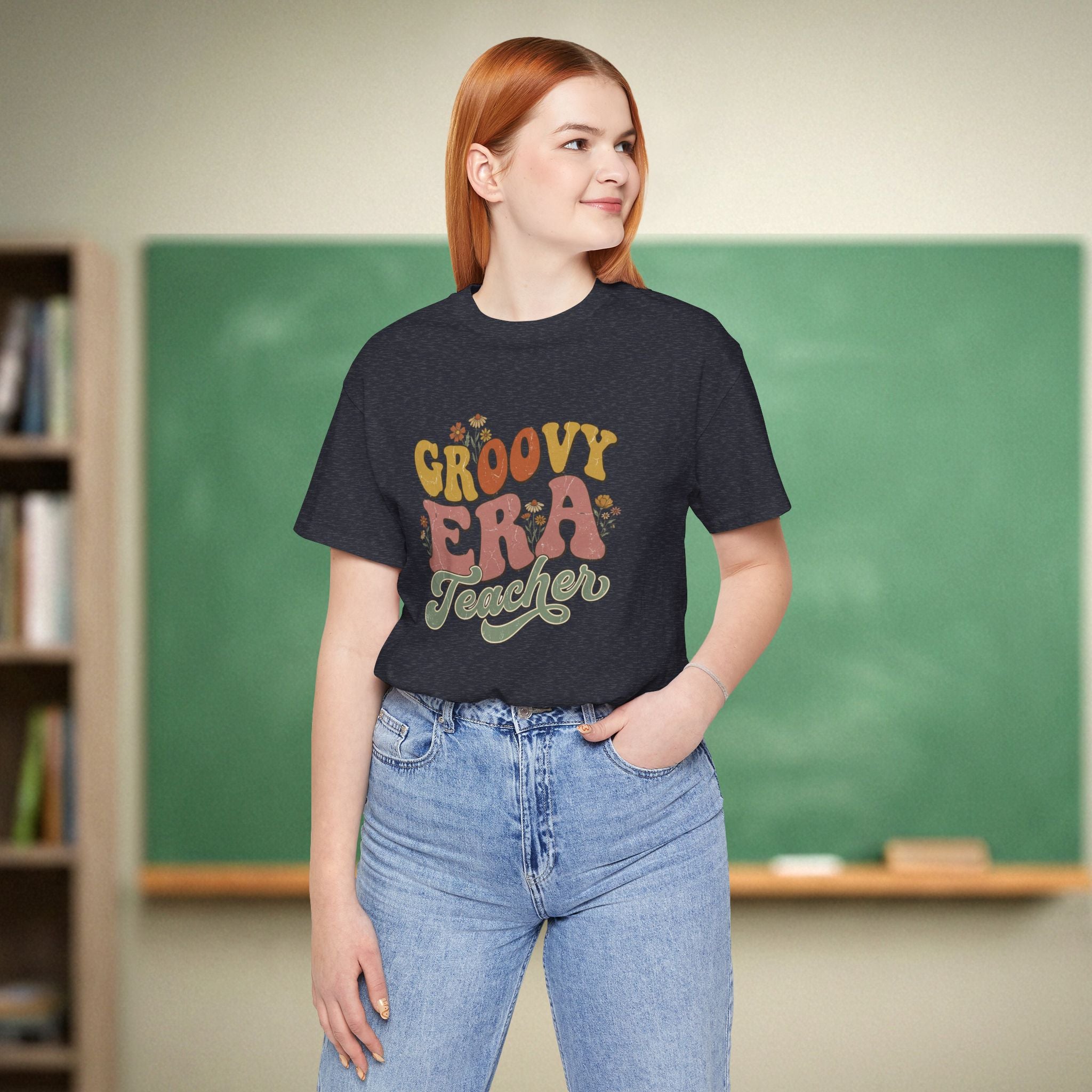 Groovy Era Teacher Shirt | Retro Floral Teacher Tee | Bella Canvas 3001