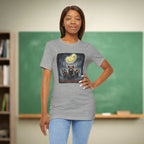 We Howl for Coffee Teacher Shirt | Retro Raccoon Coffee Moon Tee | Bella Canvas 3001
