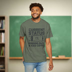 Running on 1% and Iced Coffee Teacher Shirt | Funny Battery Tee