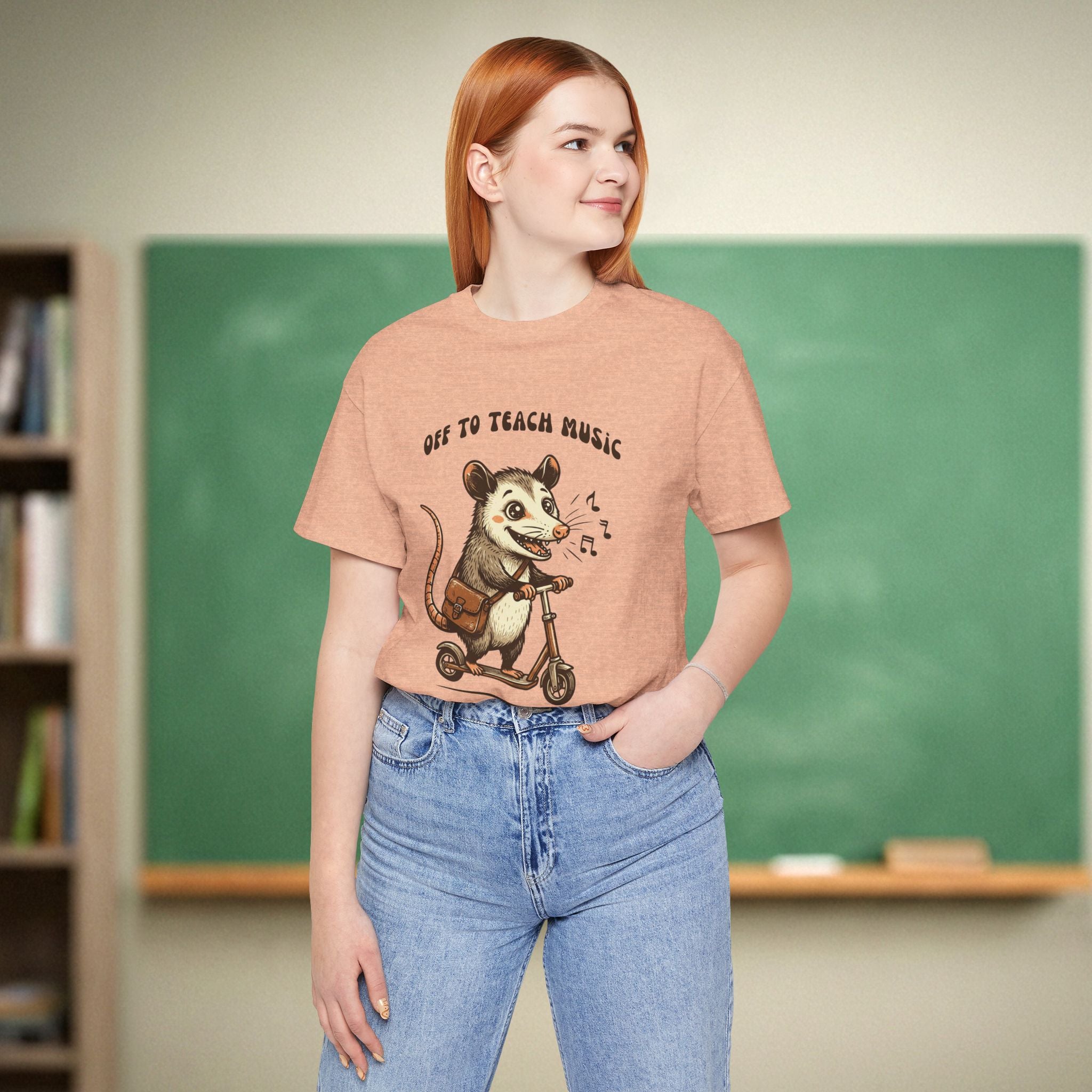 Off to Teach Music Opossum | Music Teacher Shirt | Bella Canvas 3001